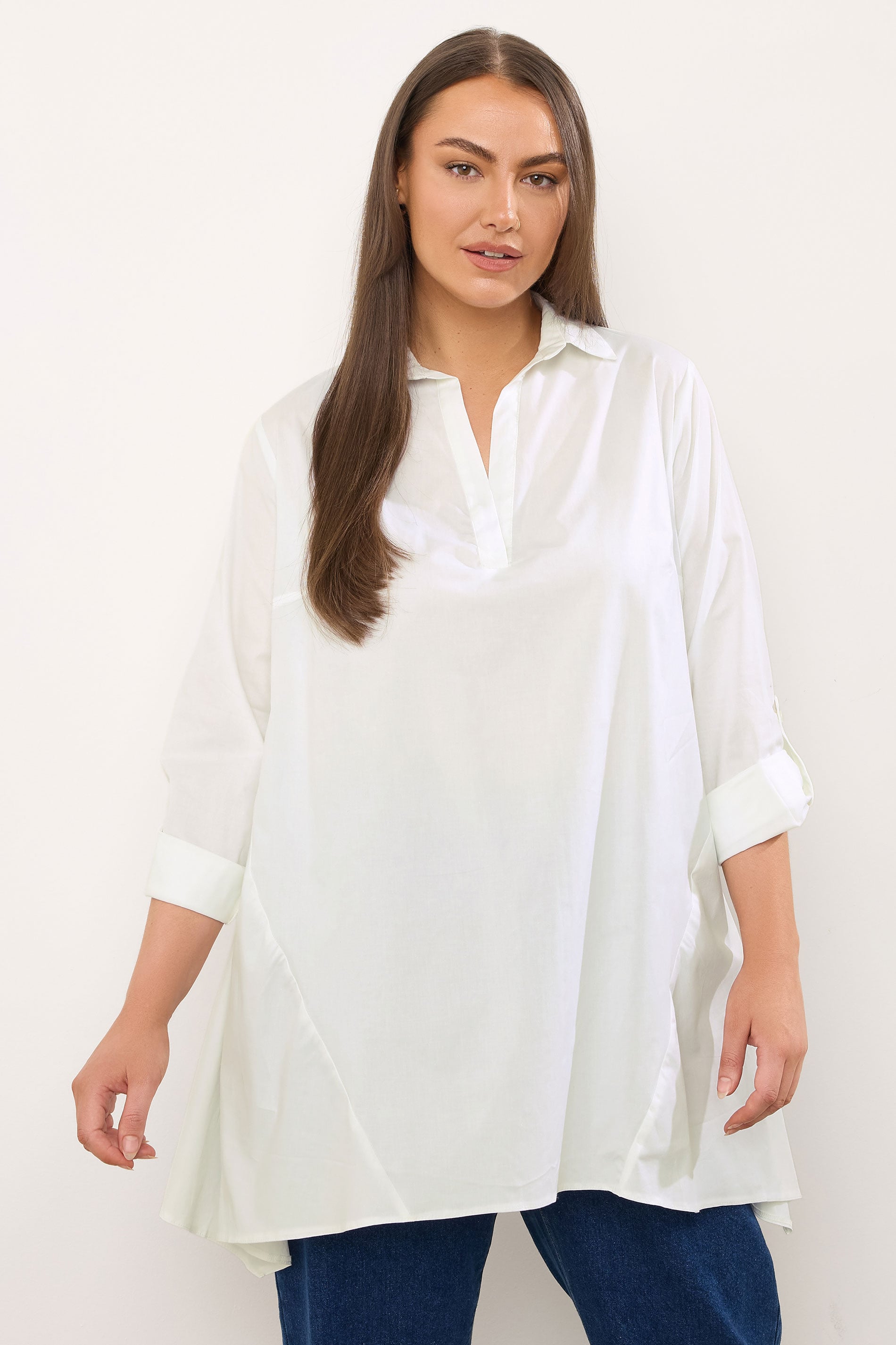 Evans Women's White Plus Overhead Shirt Size 16