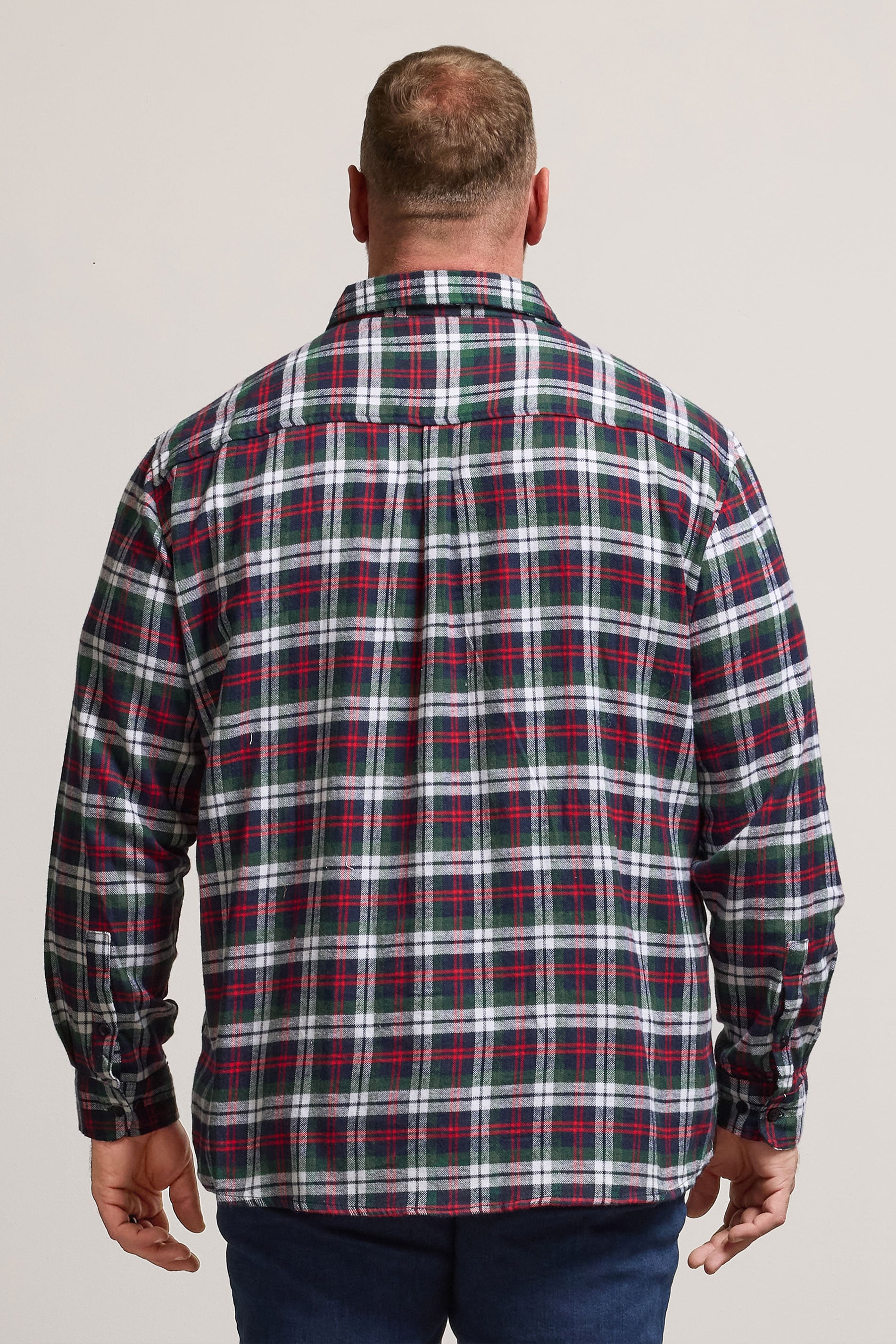 BadRhino Big & Tall Red Check Print Long Sleeve Flannel Shirt | BadRhino 2