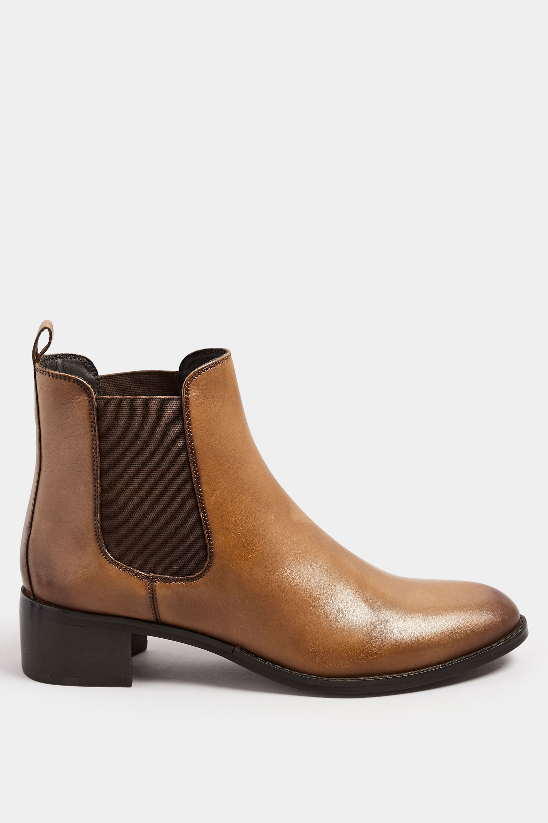 LTS Brown Leather Block Heel Chelsea Boots In Standard Fit | Long Tall Sally 2