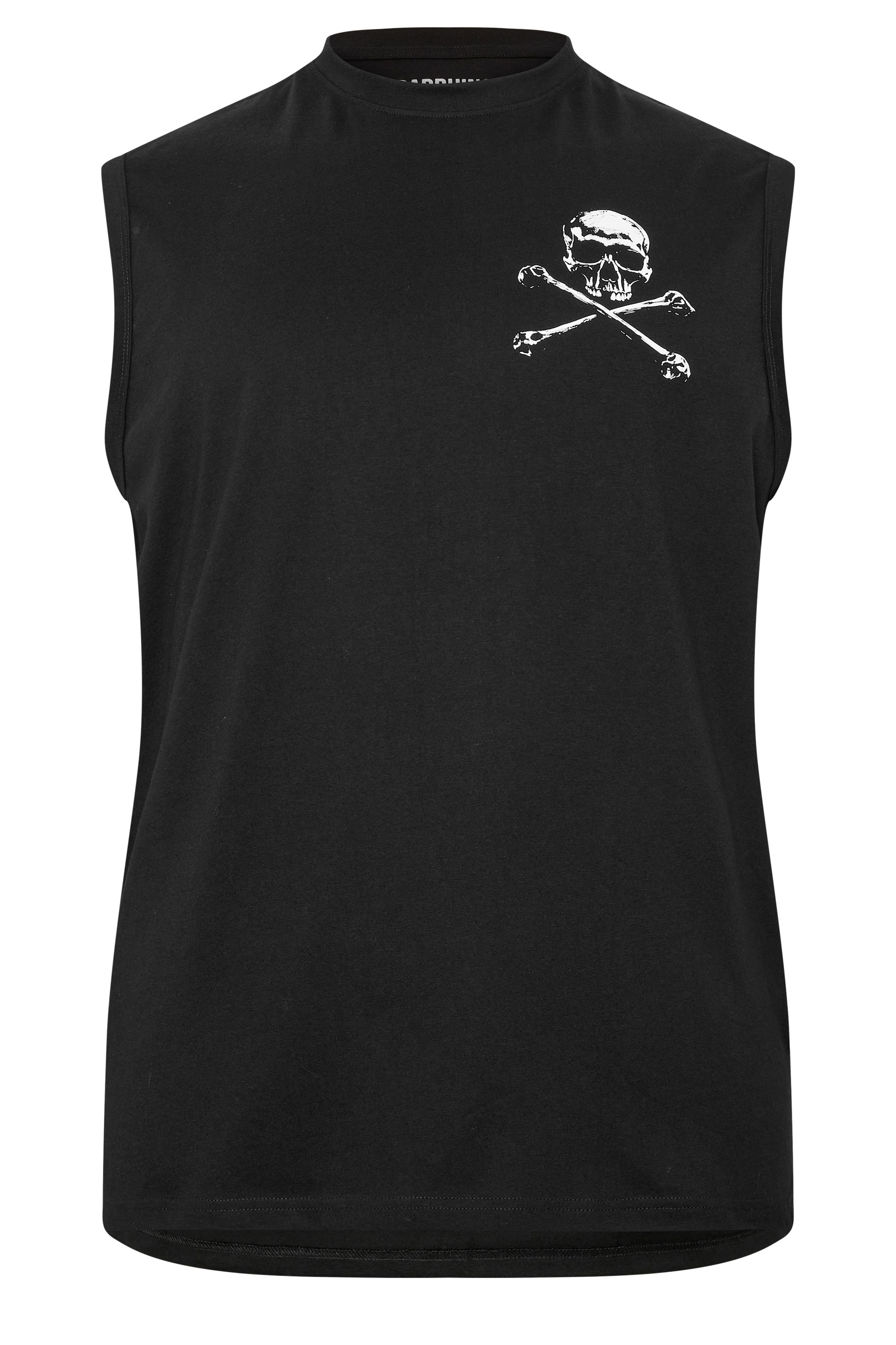 BadRhino Big & Tall Black Skull & Crossbones Graphic Muscle Vest | BadRhino 6