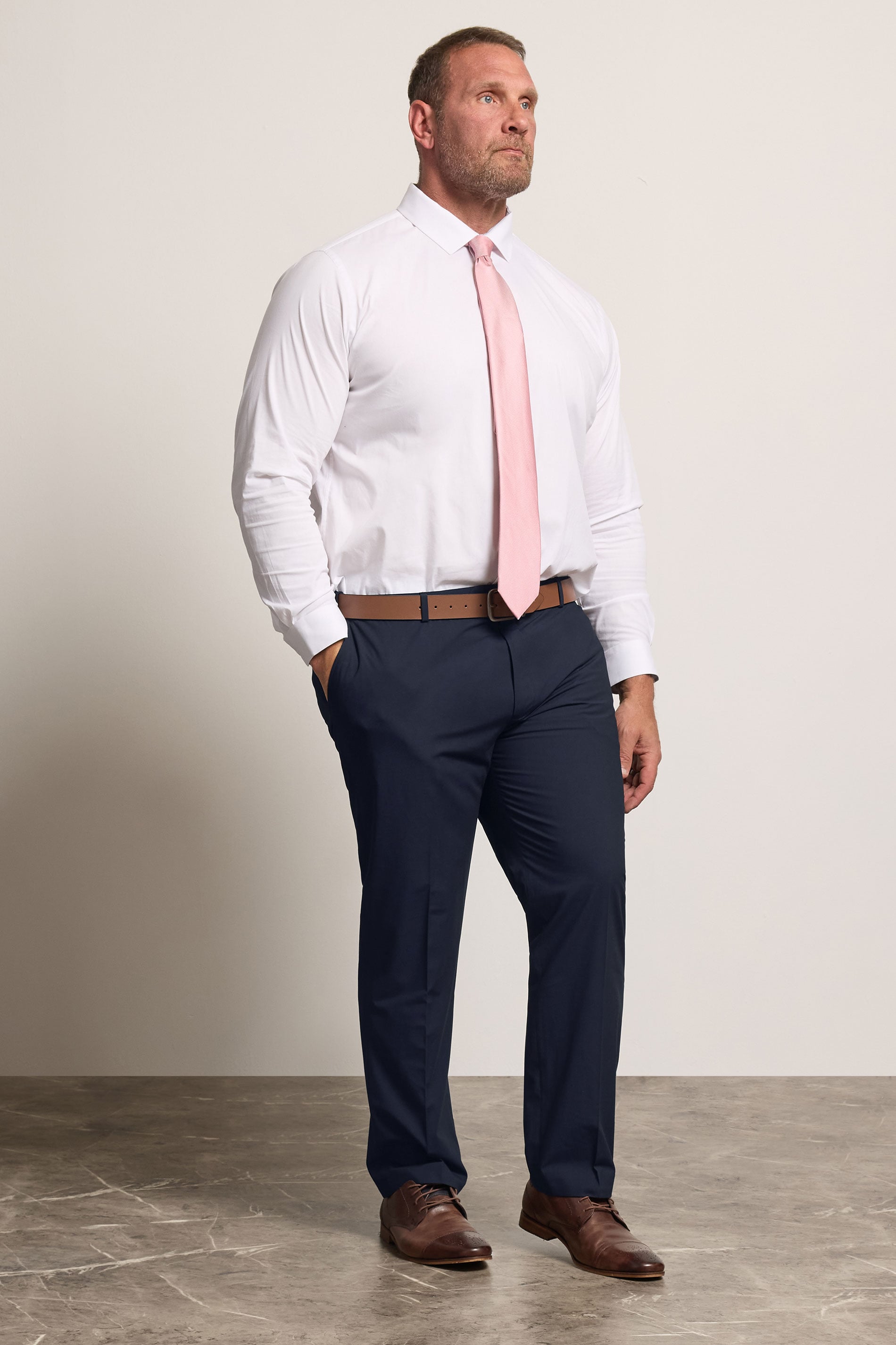 D555 Big & Tall Navy Blue Stretch Formal Trousers | BadRhino 3