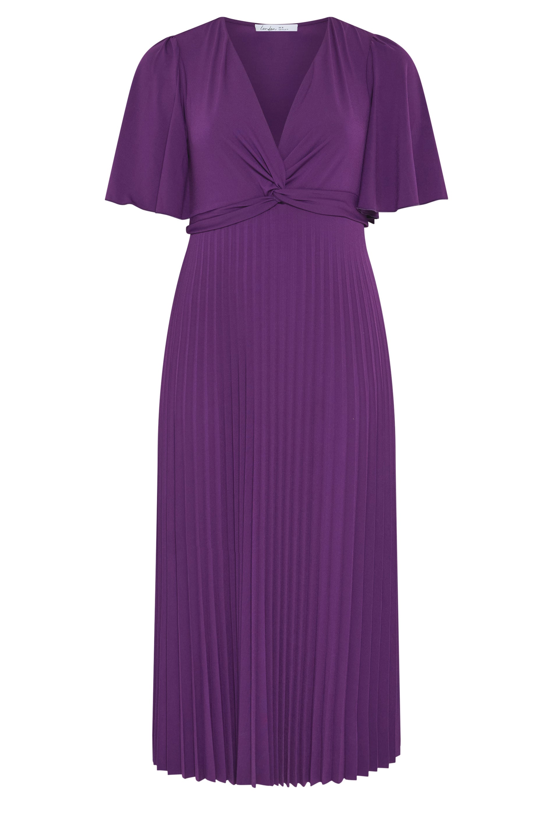 YOURS LONDON Plus Size Plum Purple Knot Pleated Maxi Dress | Yours Clothing 5