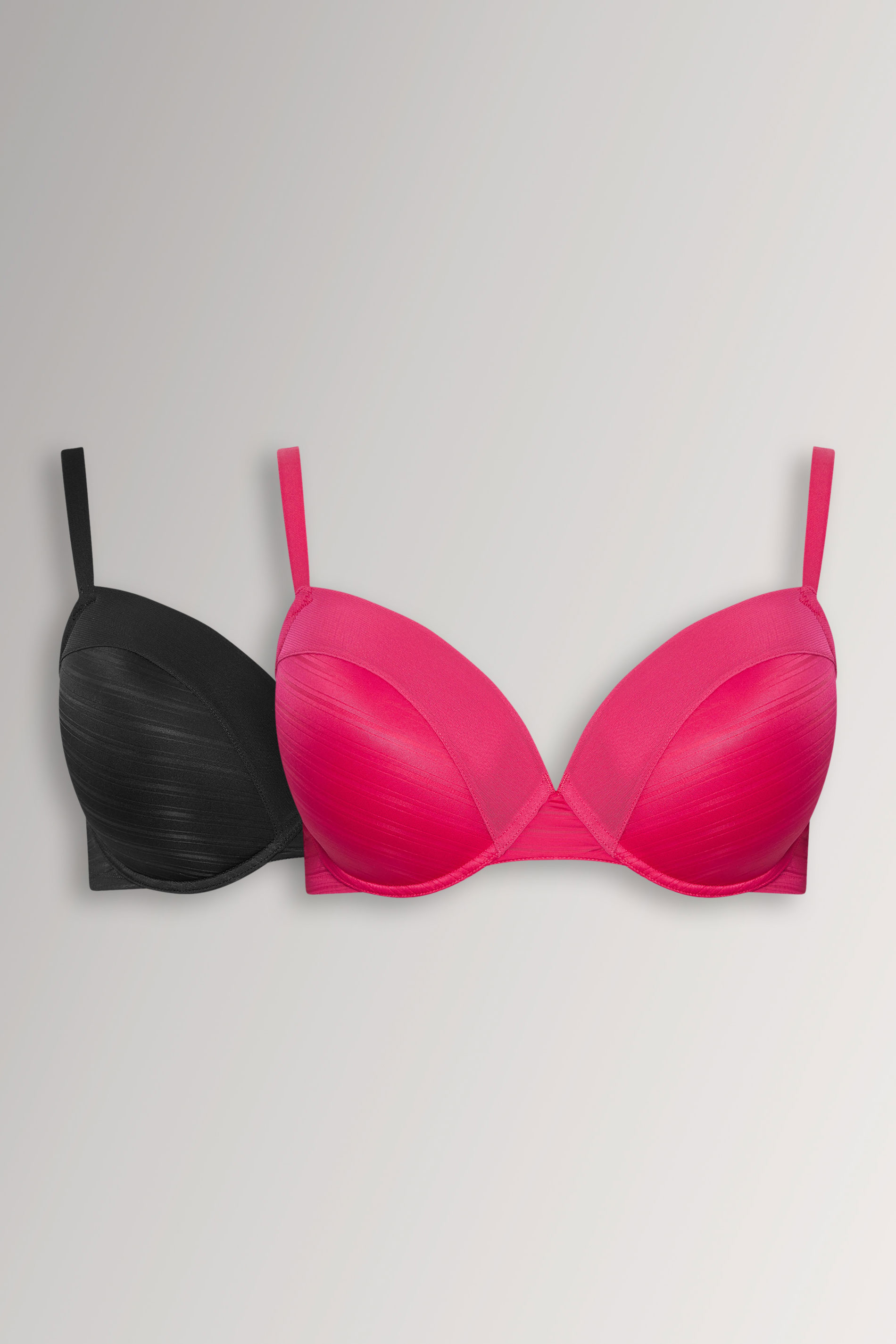 YOURSET 2 PACK Plus Size Black & Pink Burnout Stripe T-Shirt Bras | Yours Clothing 3