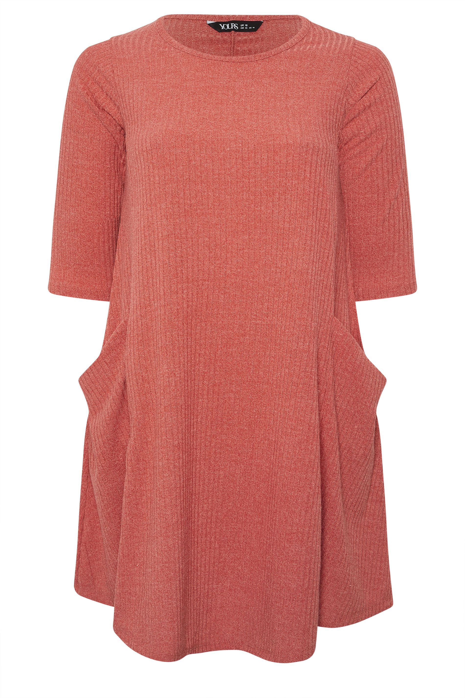 YOURS Plus Size Orange Drape Pocket Dress | Yours Clothing 5