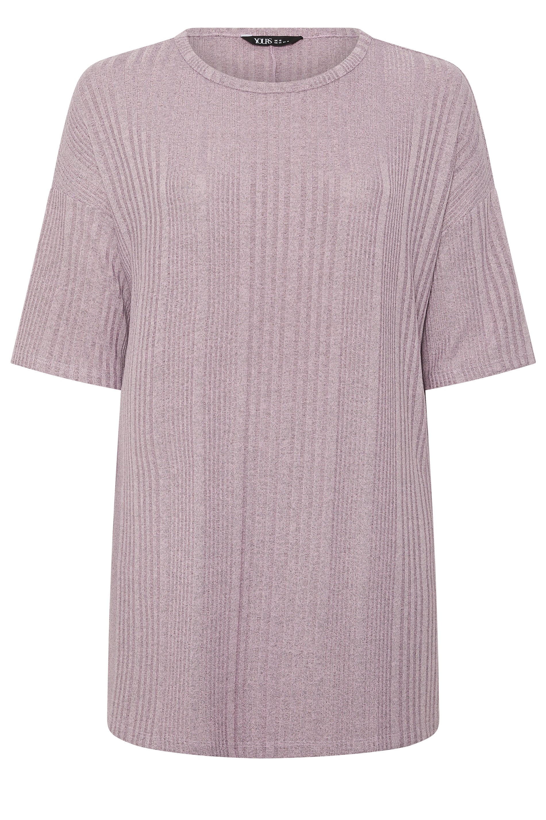 YOURS Plus Size Purple Ribbed Oversize T-Shirt | Yours Clothing 5