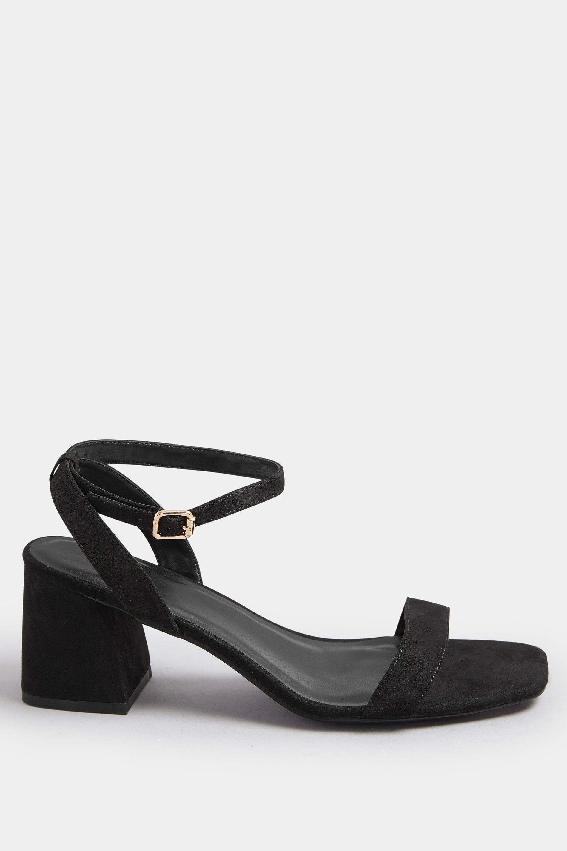 Black Faux Suede Block Heel Sandals In Extra Wide EEE Fit | Yours Clothing 2