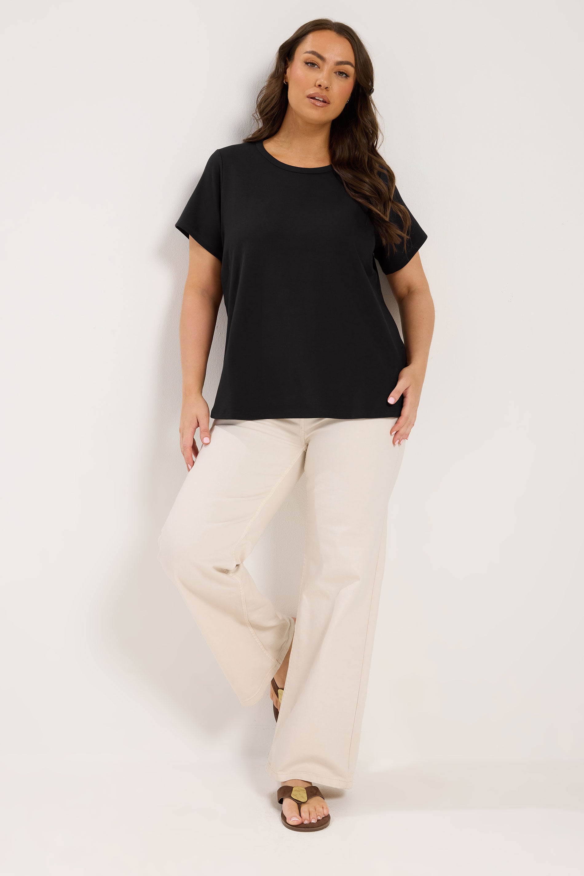 YOURS Plus Size Black Interlock T-Shirt | Yours Clothing 1