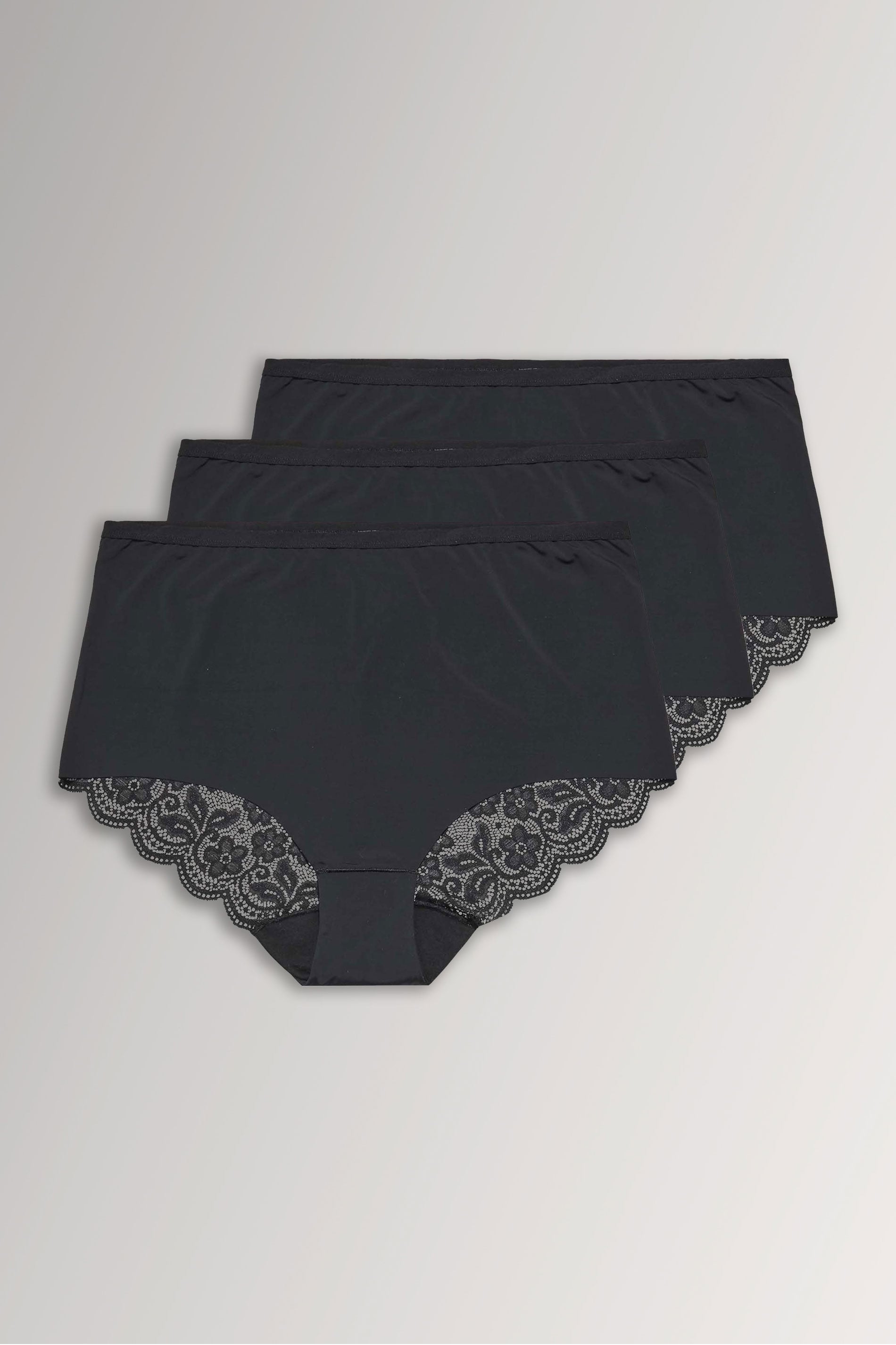 Plus Size 3 PACK Black Lace Full Briefs | Yours Clothing  1