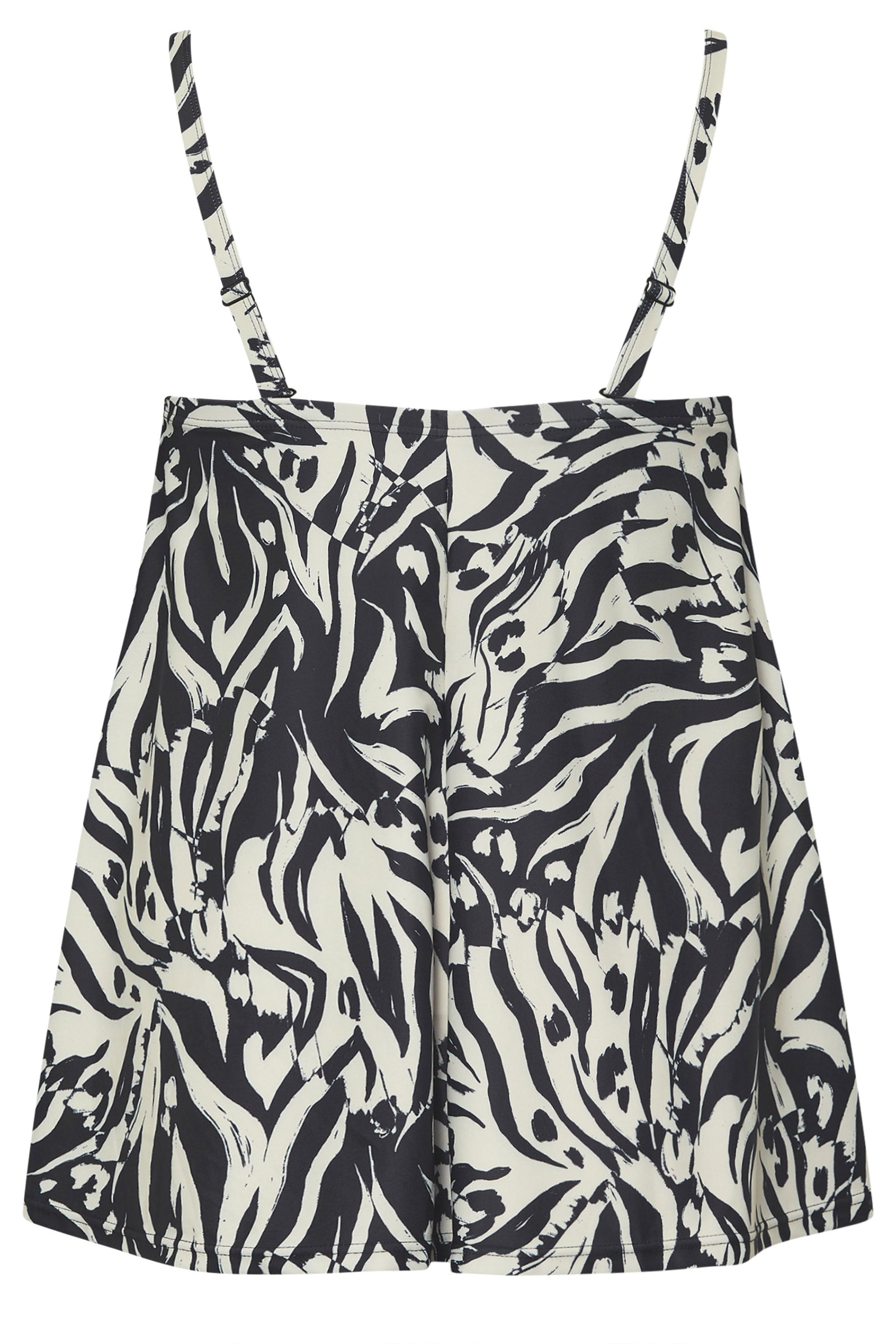 YOURS Plus Size Black Abstract Animal Print Pleat Front Tankini Top | Yours Clothing 9