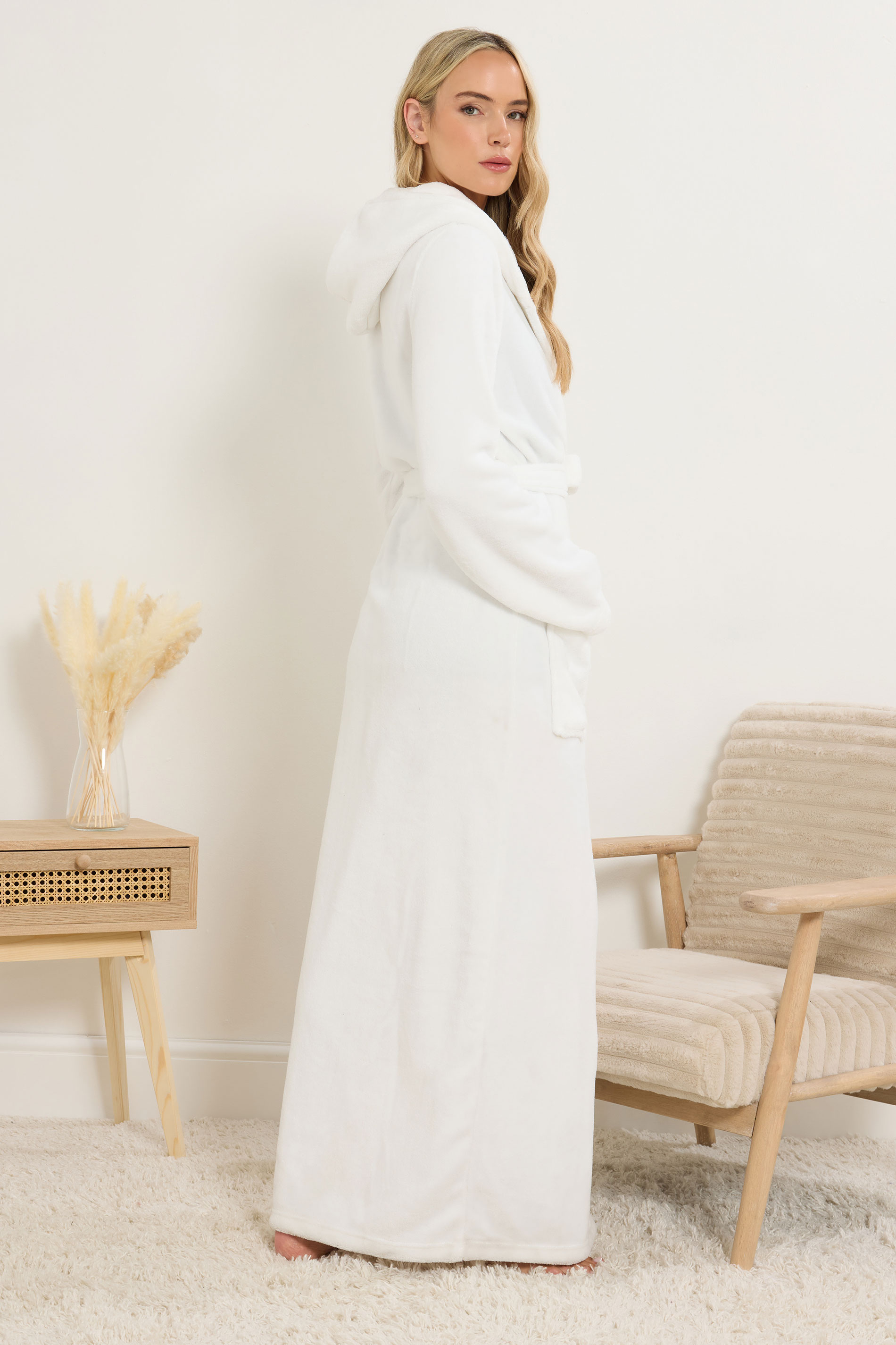 LTS Tall White Luxury Soft Fleece Maxi Dressing Gown | Long Tall Sally 2