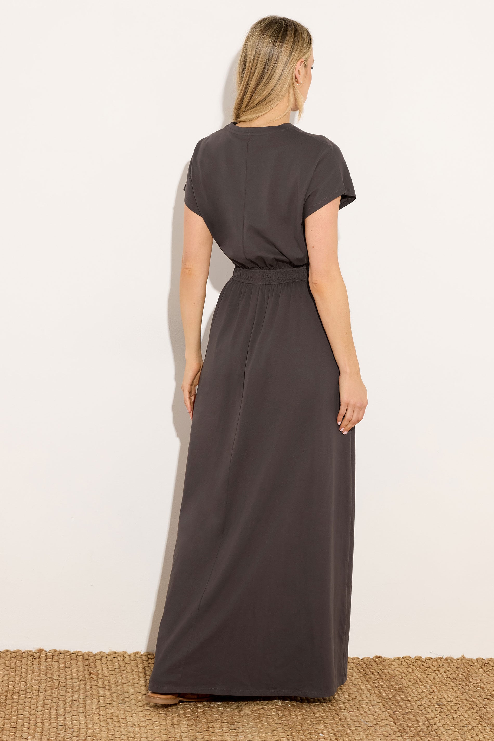 LTS Tall Women's Chocolate Brown Jersey Shirred Waist Cotton Maxi Dress | Long Tall Sally 2