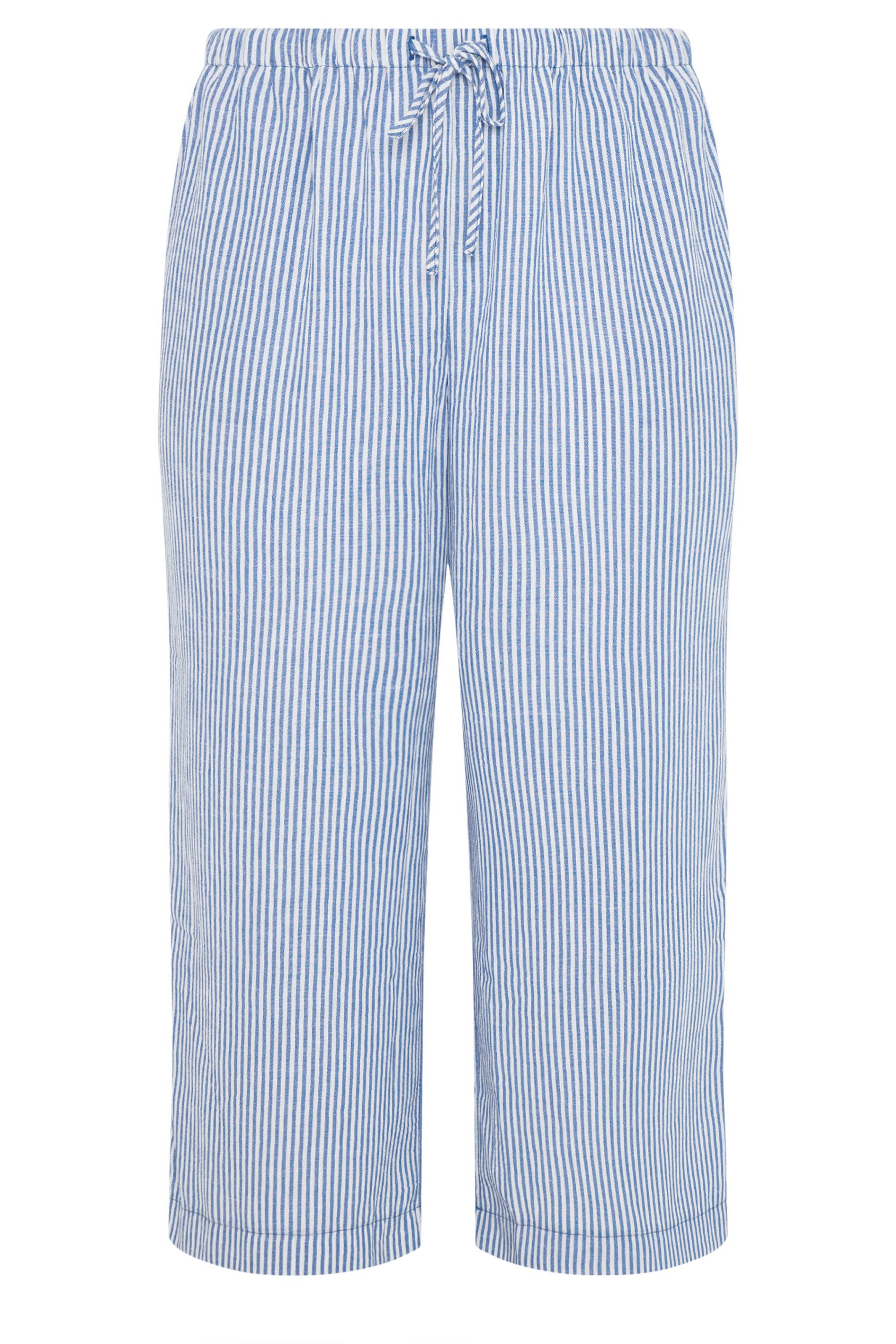 YOURS Plus Size Blue Stripe Linen Look Trousers | Yours Clothing 6