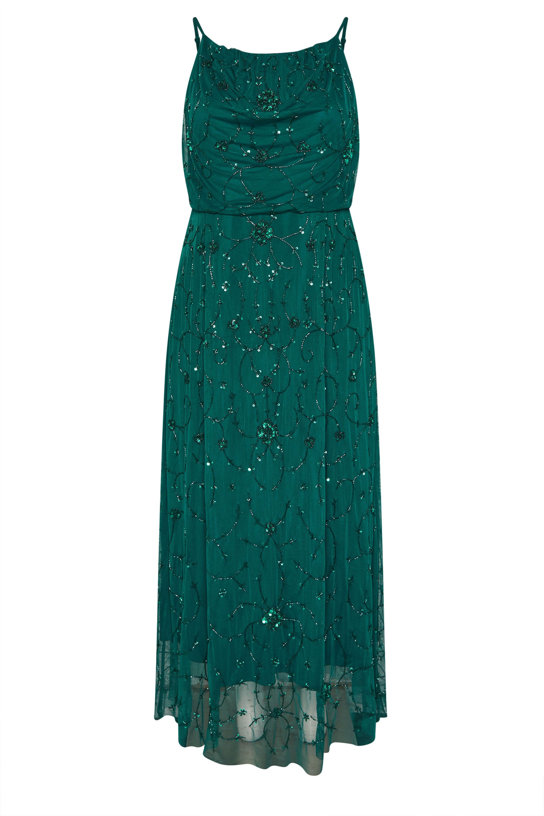 LUXE Plus Size Emerald Green Floral Hand Embellished Maxi Dress | Yours Clothing 6