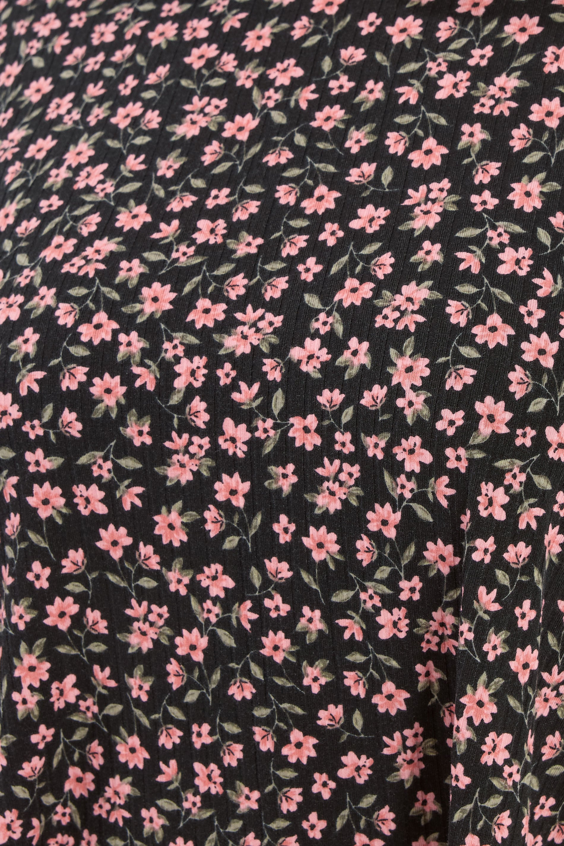 YOURS Plus Size Black Floral Ribbed Swing Top | Yours Clothing 4