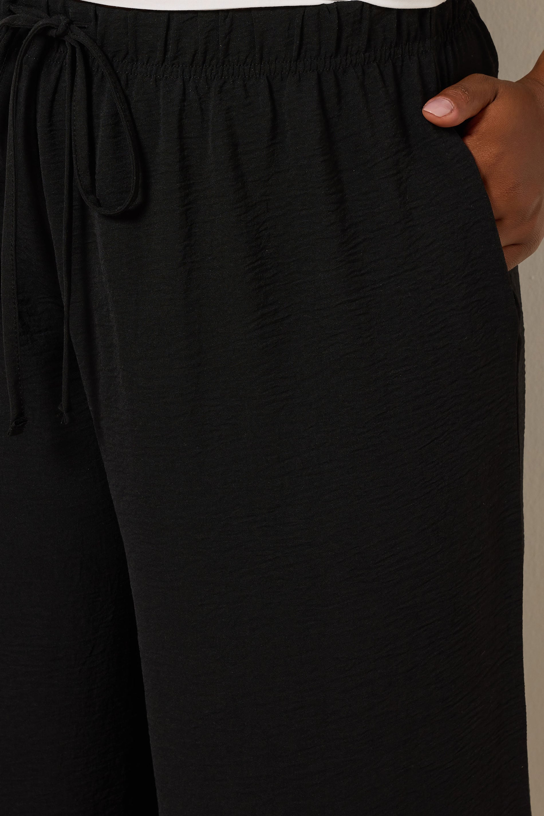 YOURS Plus Size Black Washed Twill Culottes | Yours Clothing 4