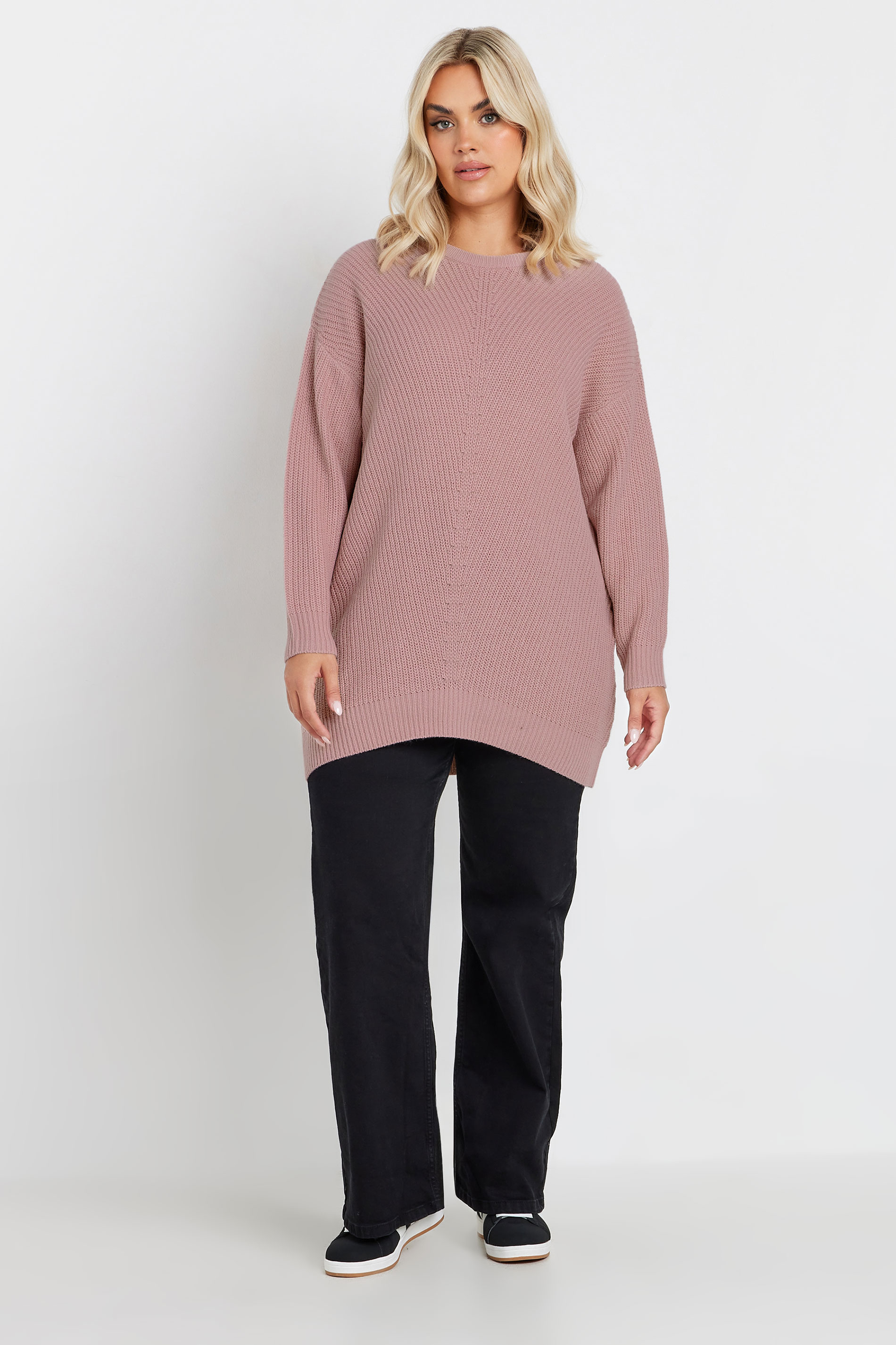 YOURS Plus Size Essential Dusky Pink Knitted Jumper | Yours Clothing 2