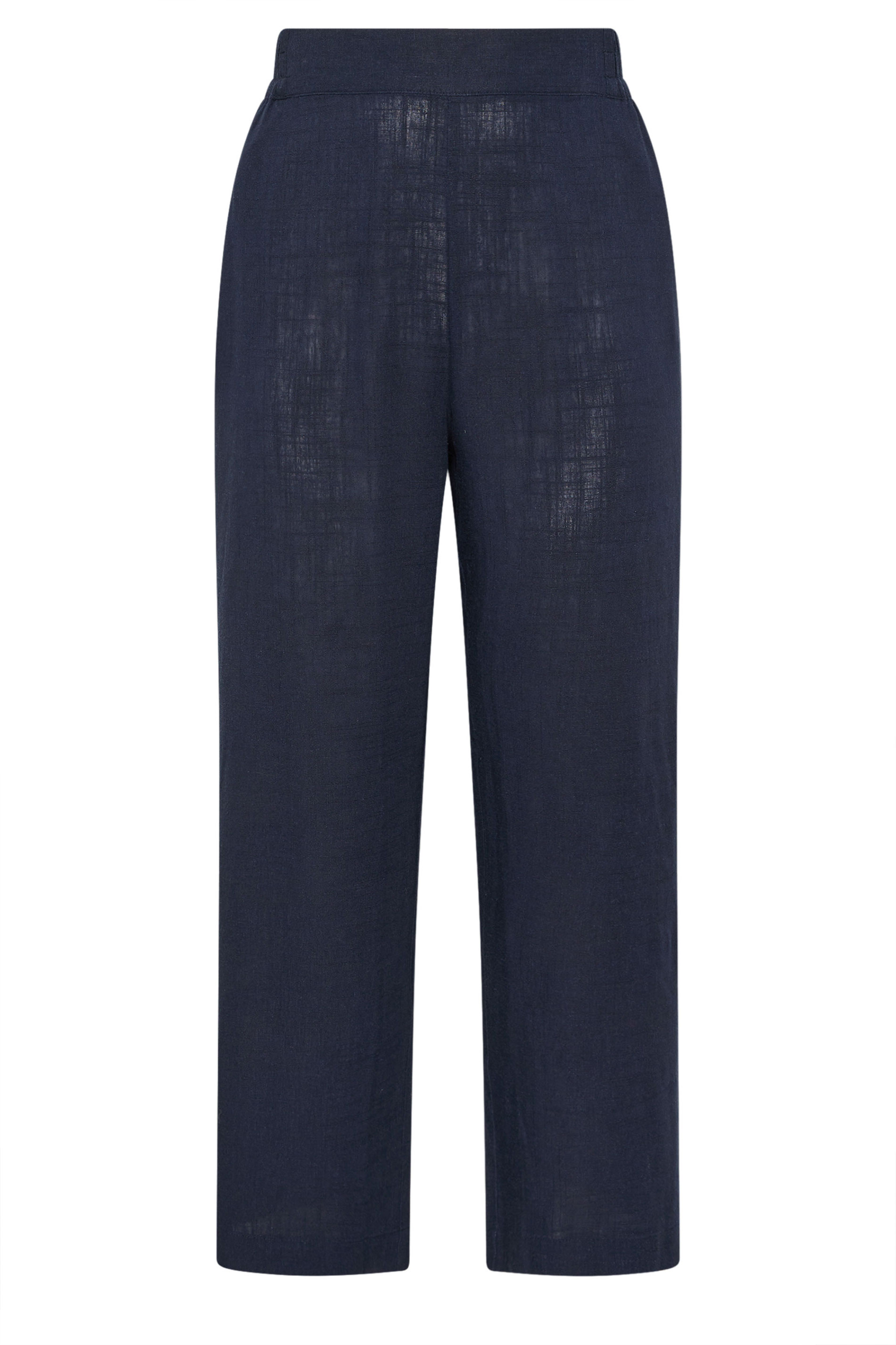 YOURS Plus Size Navy Blue Linen Wide Leg Trousers | Yours Clothing 5