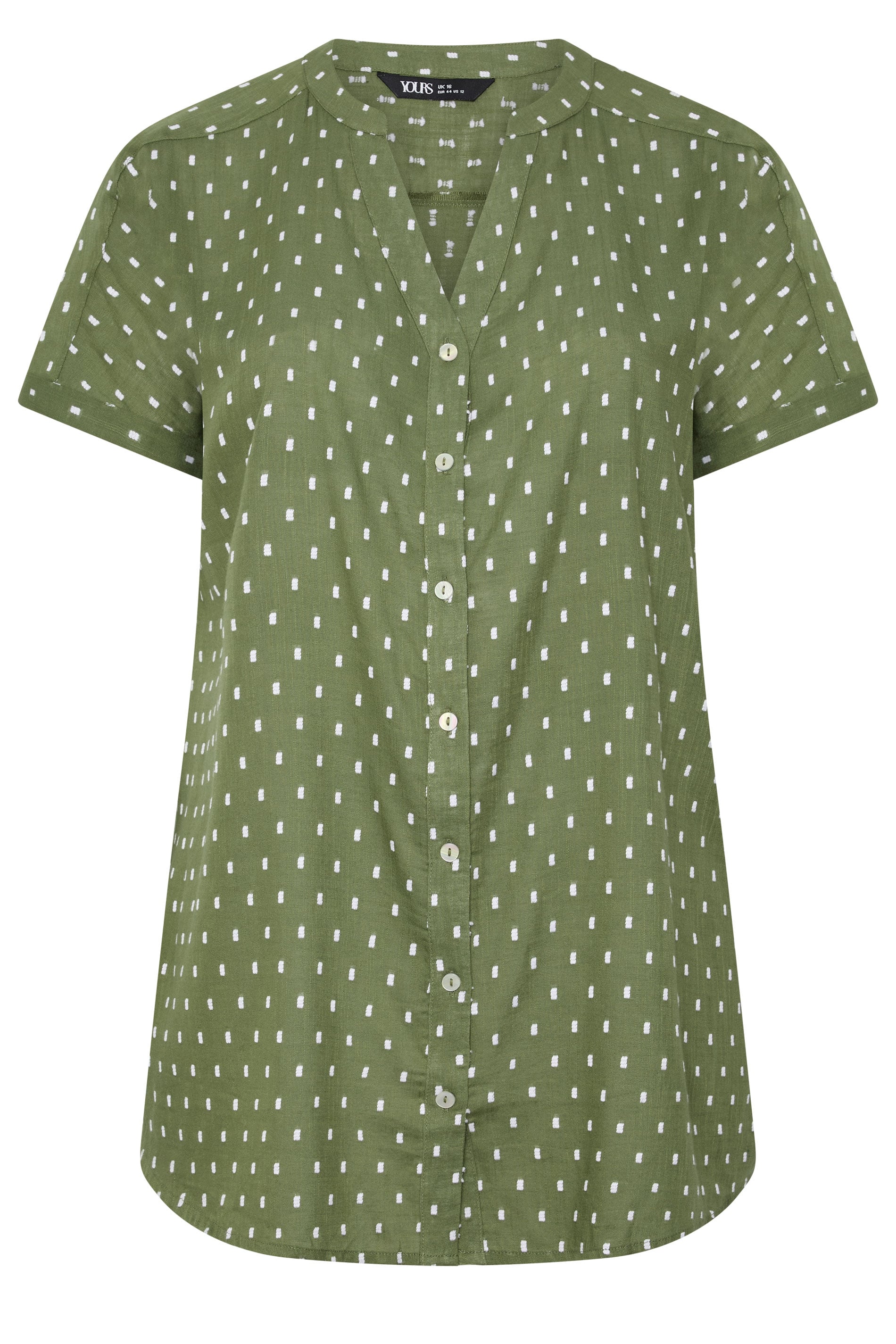 YOURS Curve Green Notch Neck Dobby Blouse | Yours Clothing 5