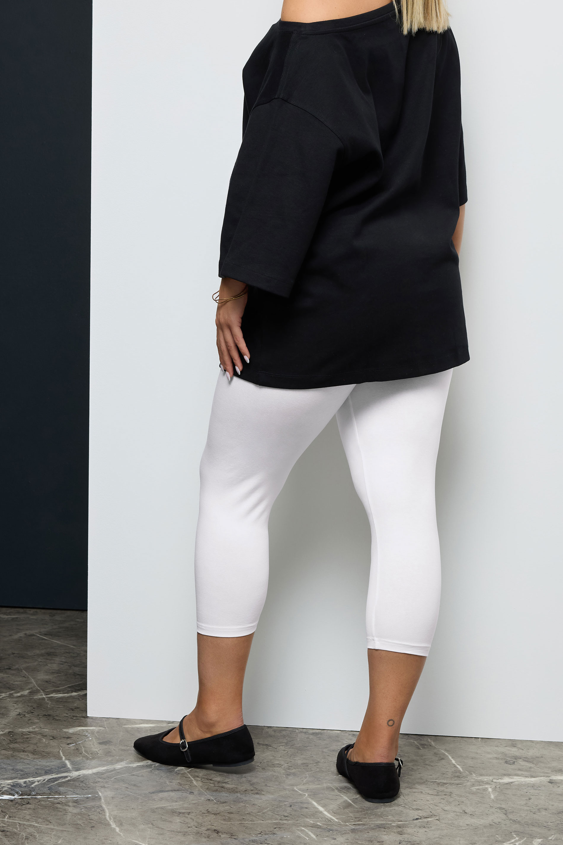 Plus Size YOURS FOR GOOD White Cotton Essential Cropped Leggings | Yours Clothing 4