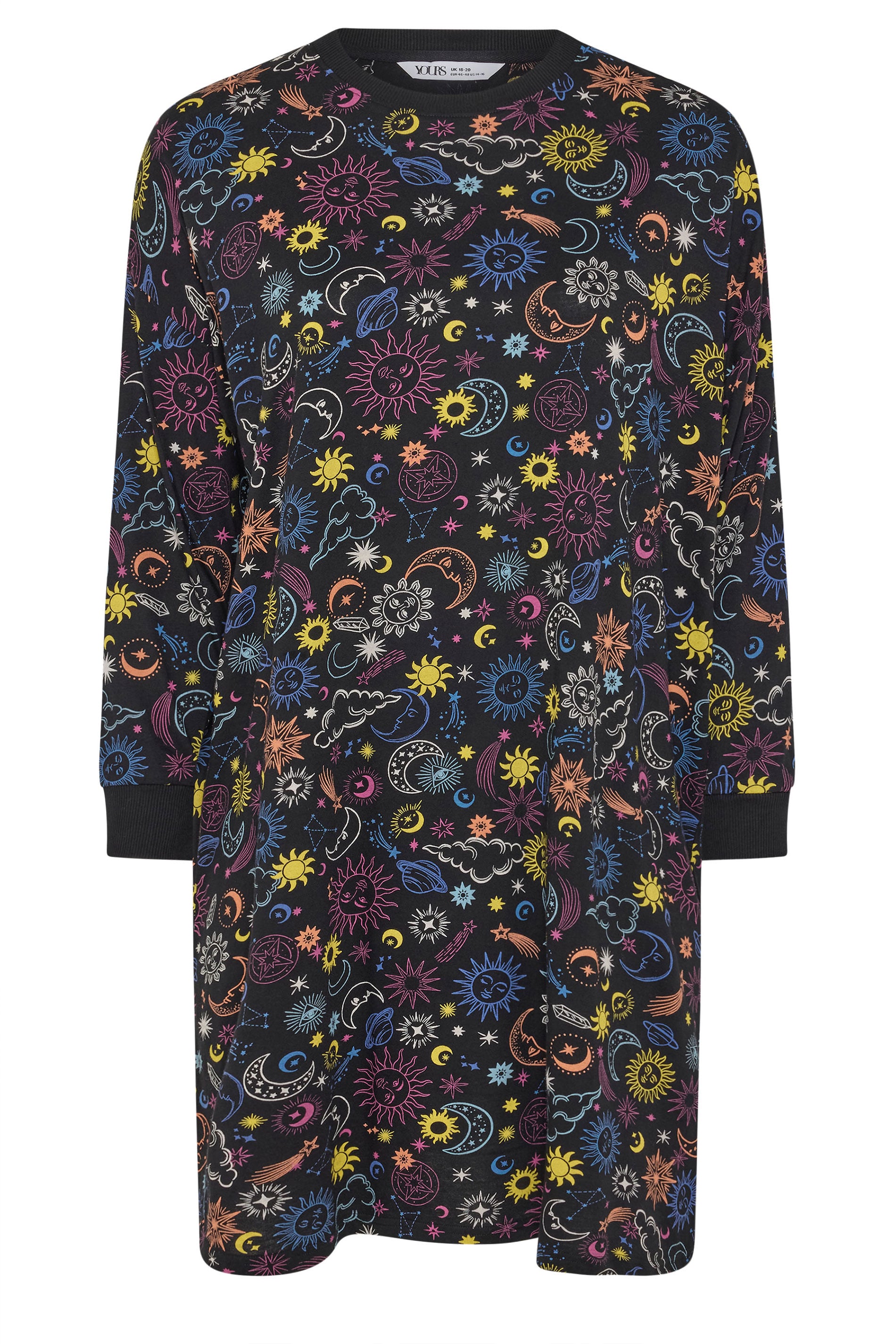 YOURS Plus Size Black Celestial Long Sleeve Nightdress | Yours Clothing 5