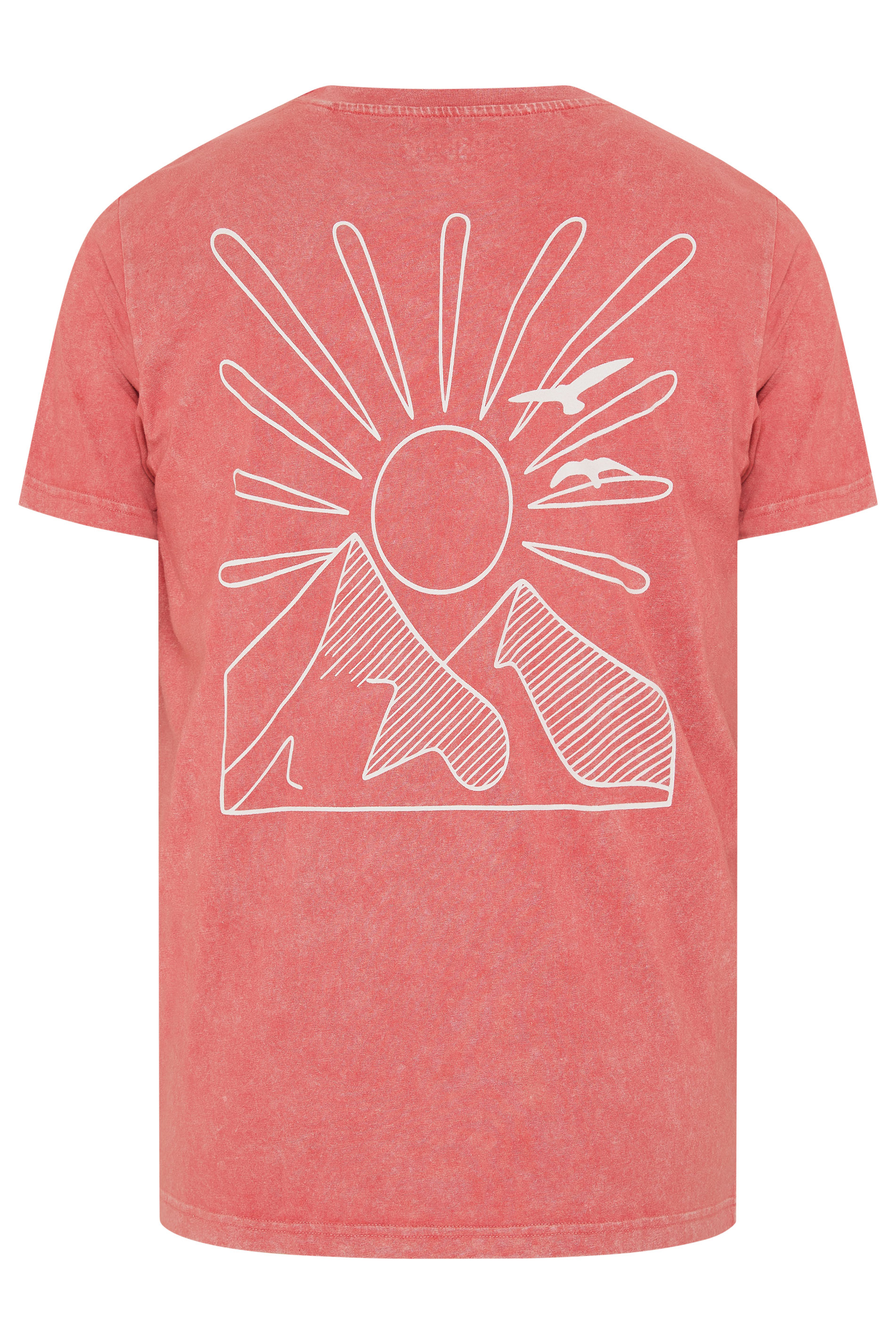 BadRhino Red Extra Long Acid Wash Sunset Print Tee | BadRhino 7