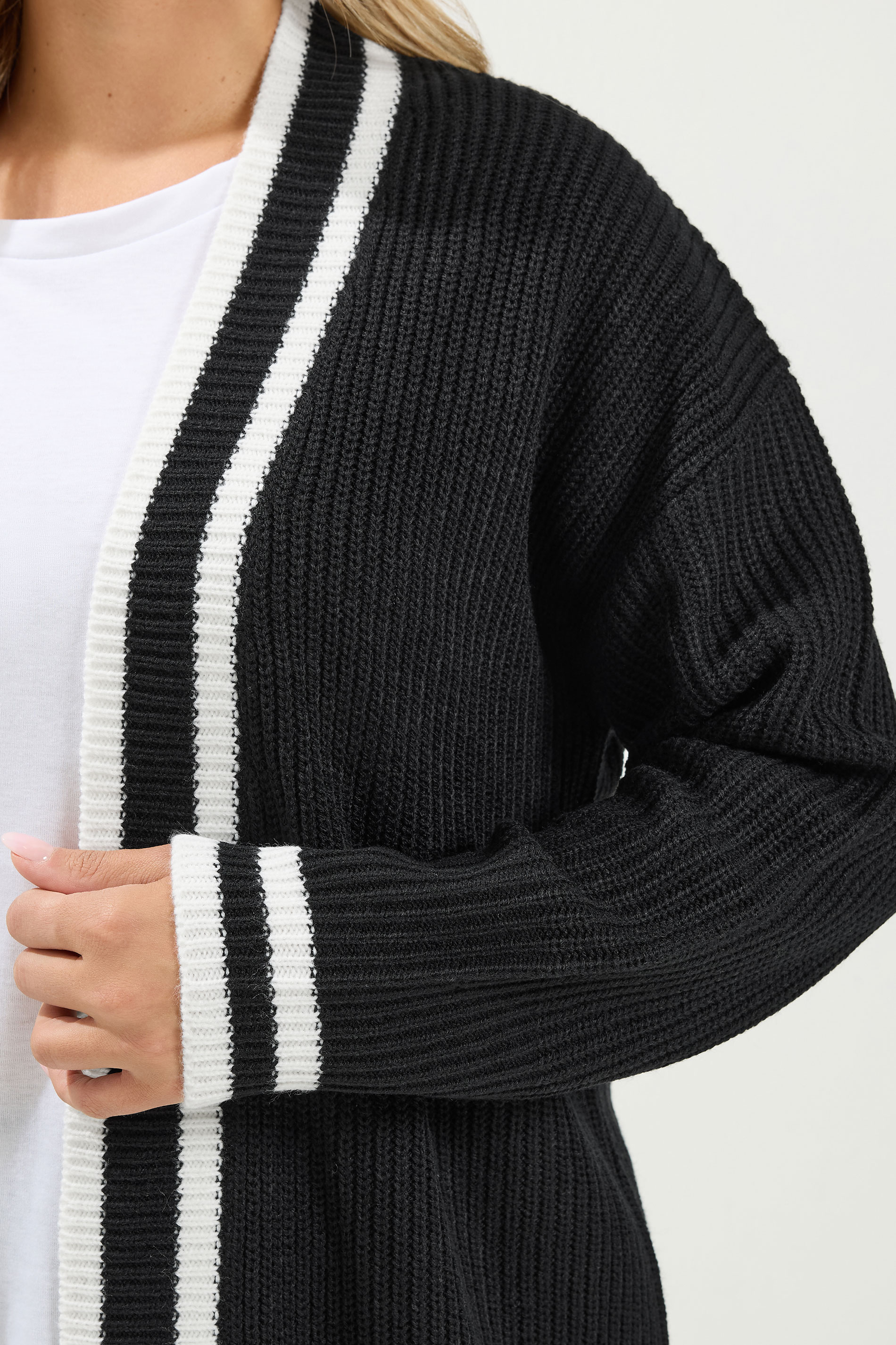 YOURS Plus Size Black Contrast Edge Cardigan | Yours Clothing 4