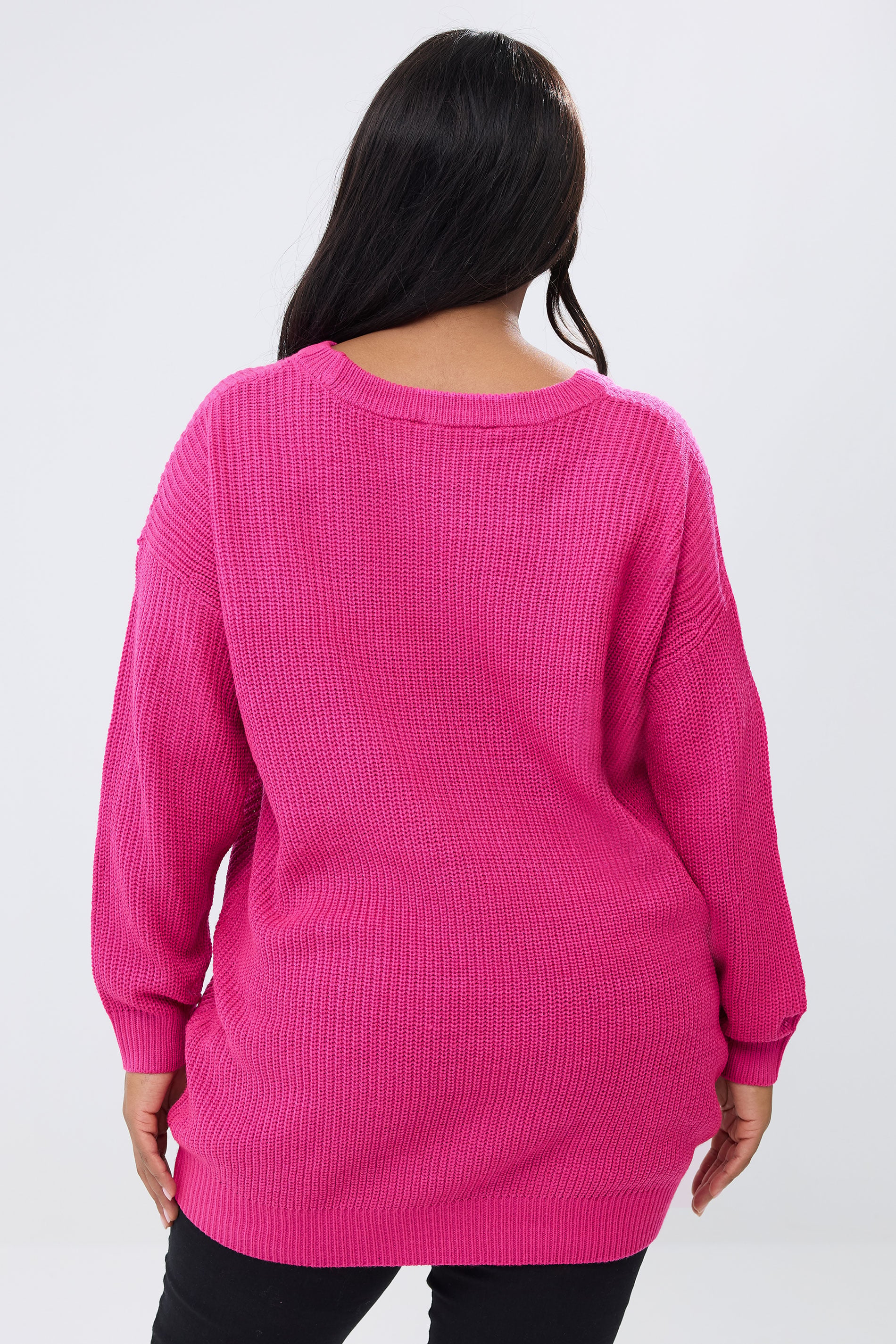 YOURS Plus Size Bright Pink Essential Knitted Jumper | Yours Clothing 2
