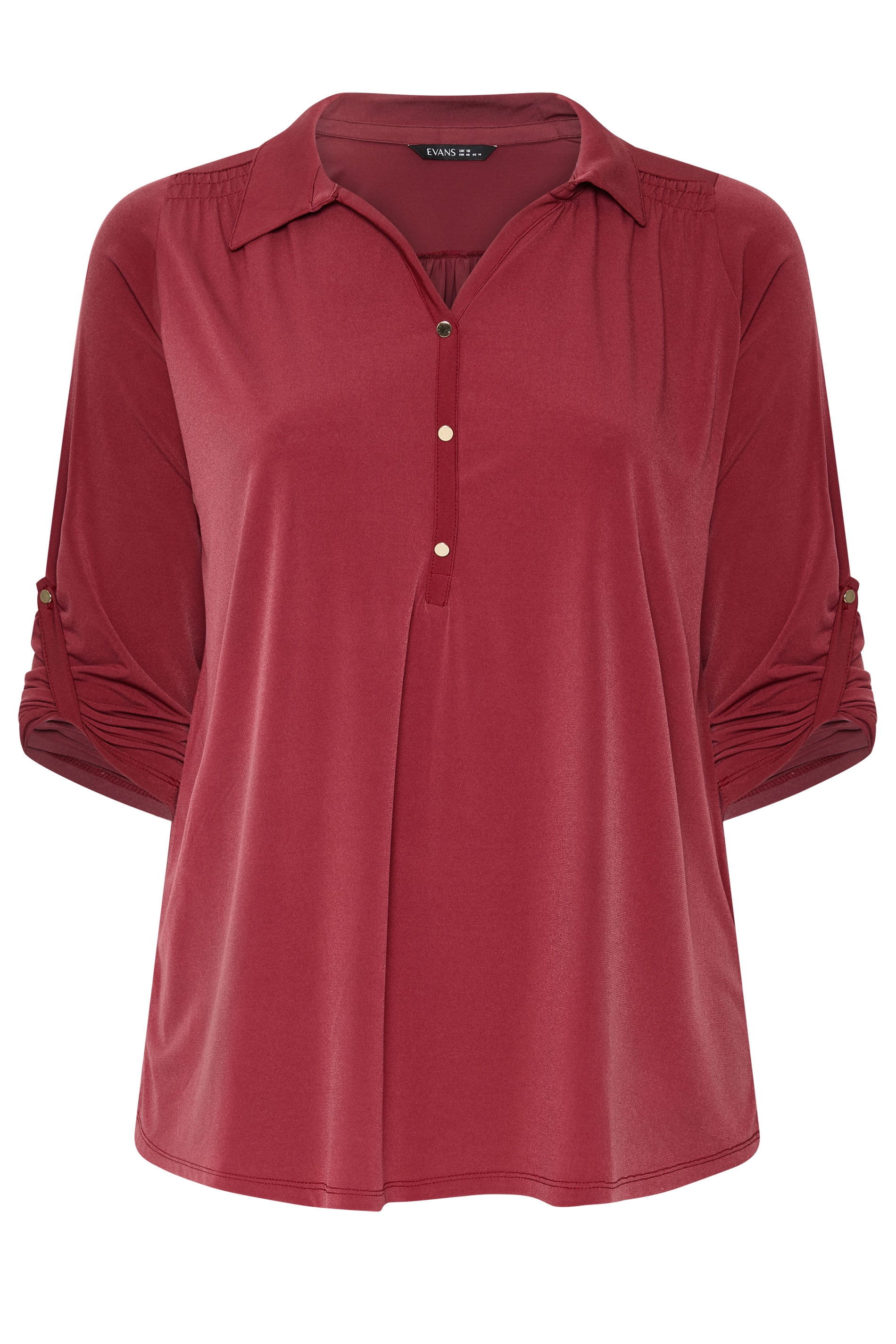 EVANS Plus Size Wine Red Long Sleeve Blouse | Evans  1