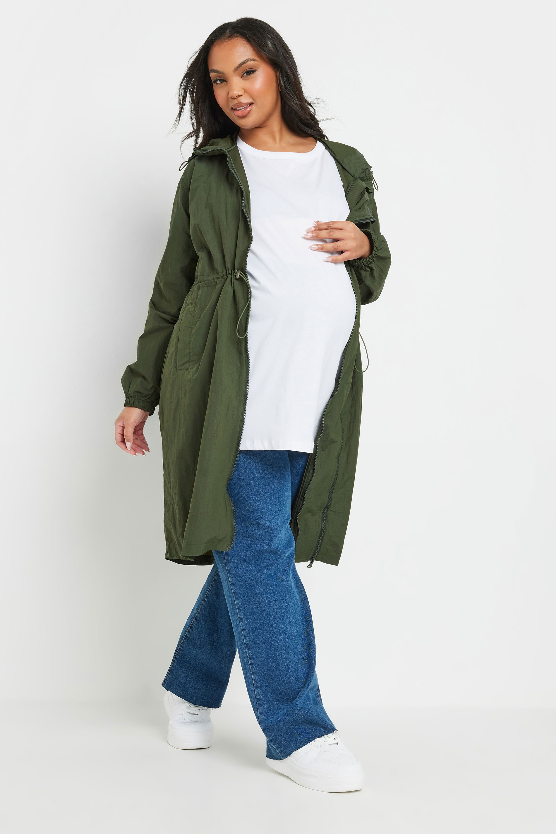 BUMP IT UP MATERNITY Plus Size Green Lightweight Parka Jacket | Yours Clothing 6
