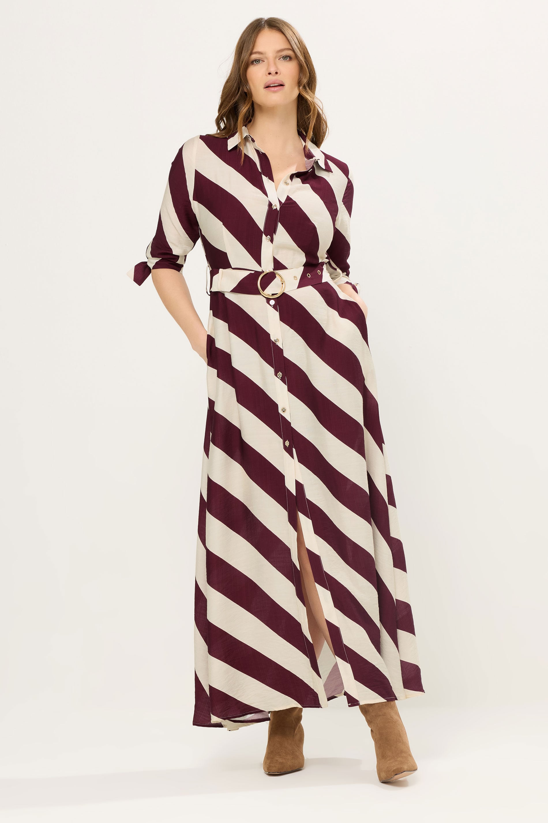 STAR Burgundy Red Stripe Shirt Dress | StarByJM 1