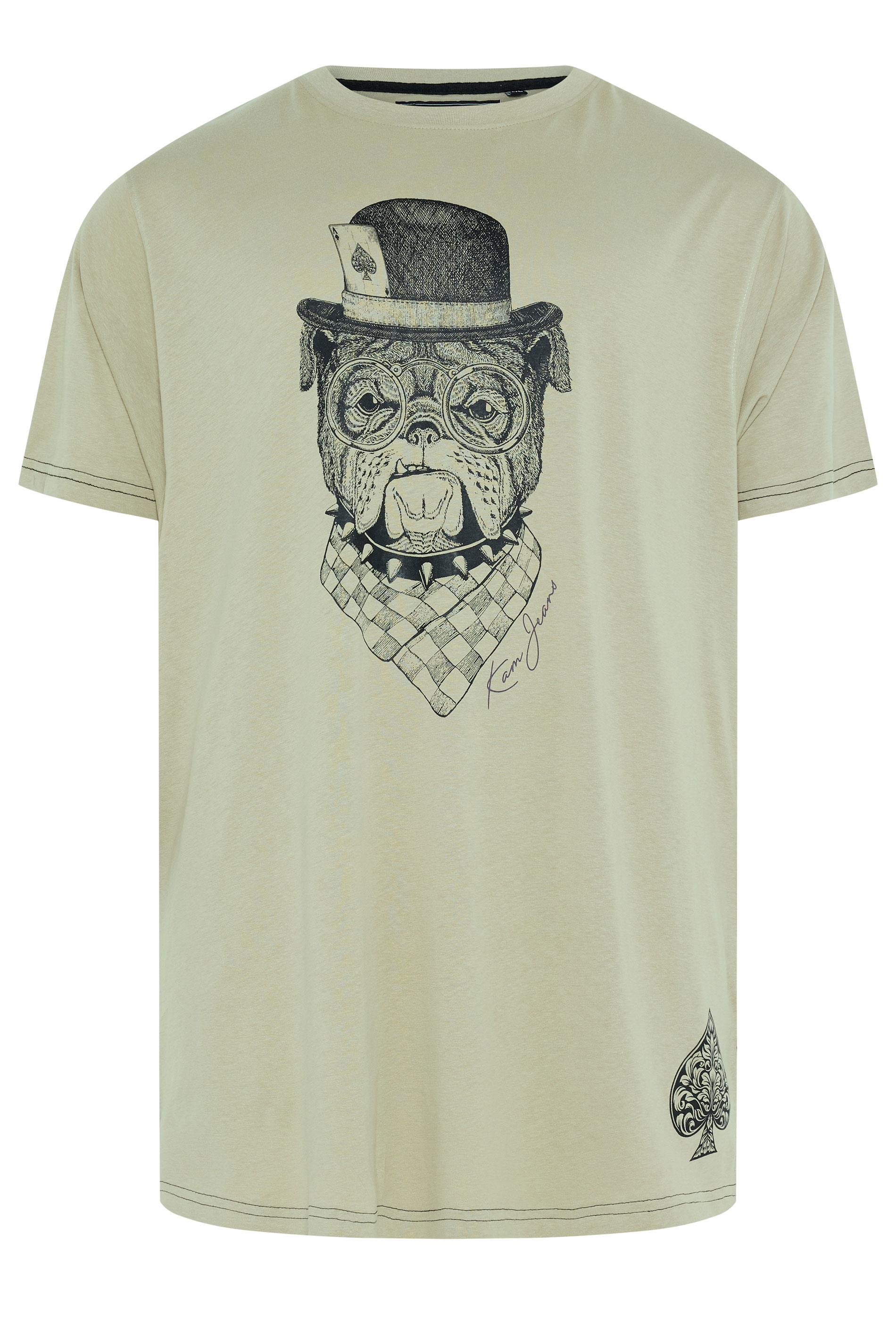 KAM Big & Tall Sage Green Bulldog Graphic T-Shirt | BadRhino 1