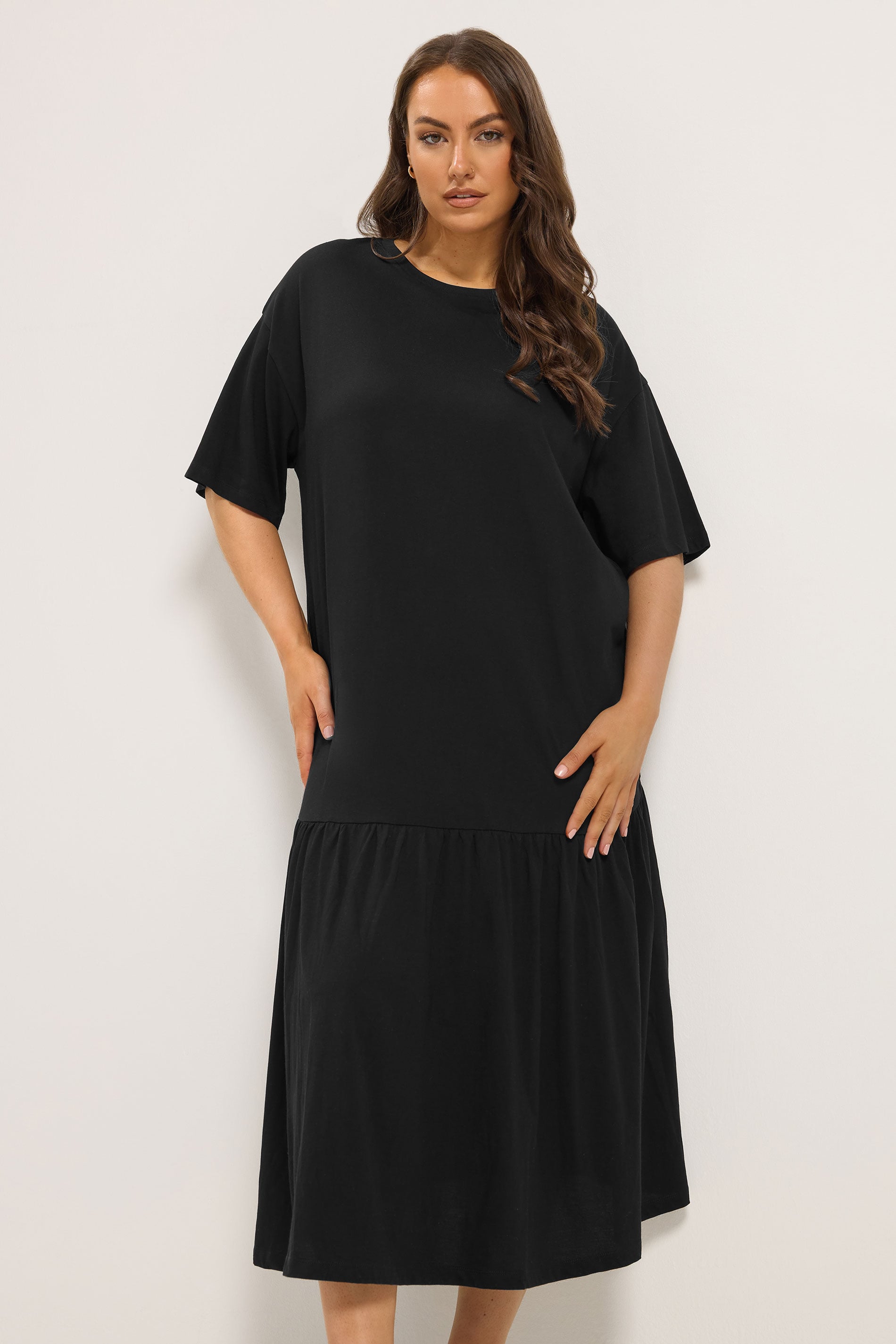 YOURS Plus Size Black Drop Waist Maxi Dress | Yours Clothing 1