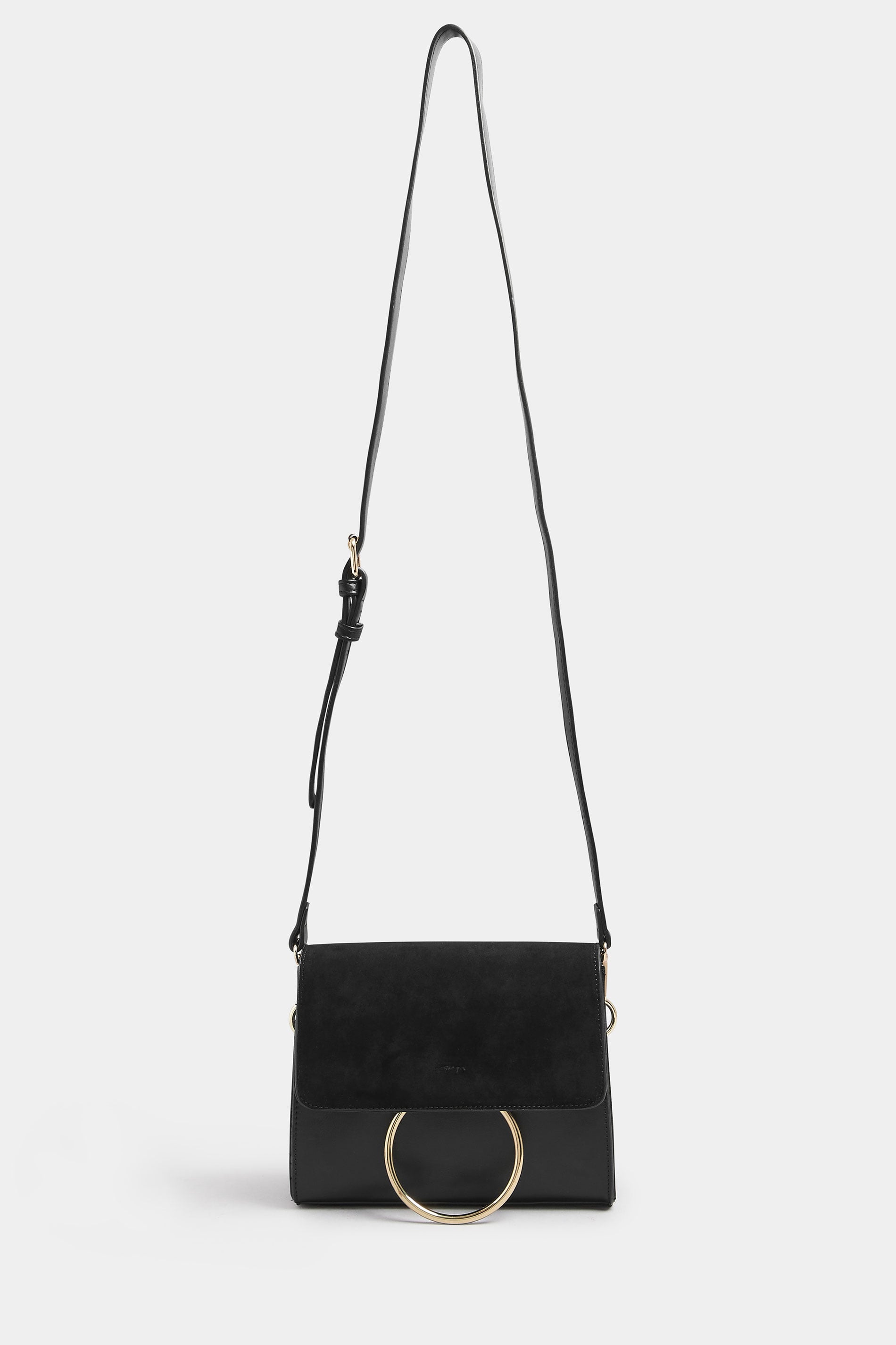 Black Ring Detail Cross Body Bag | Yours Clothing 3