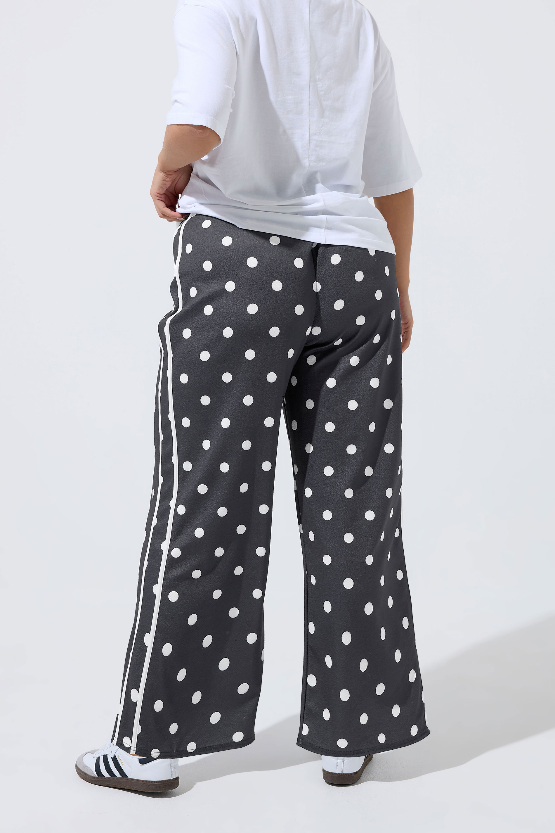 LIMITED COLLECTION Plus Size Black Polka Dot Side Stripe Trousers | Yours Clothing 4