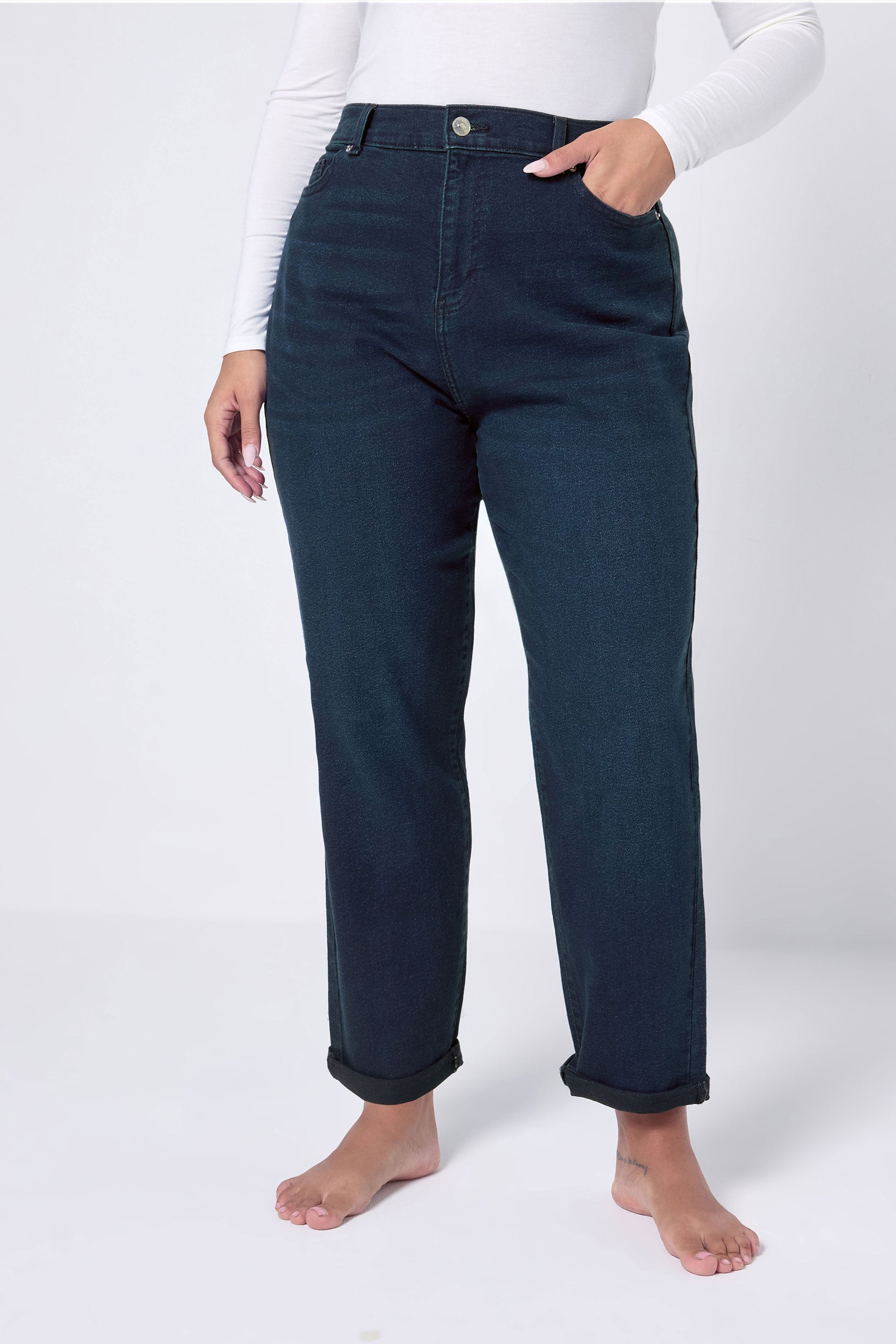 YOURS Plus Size Dark Blue Boyfriend Jeans | Yours Clothing 3
