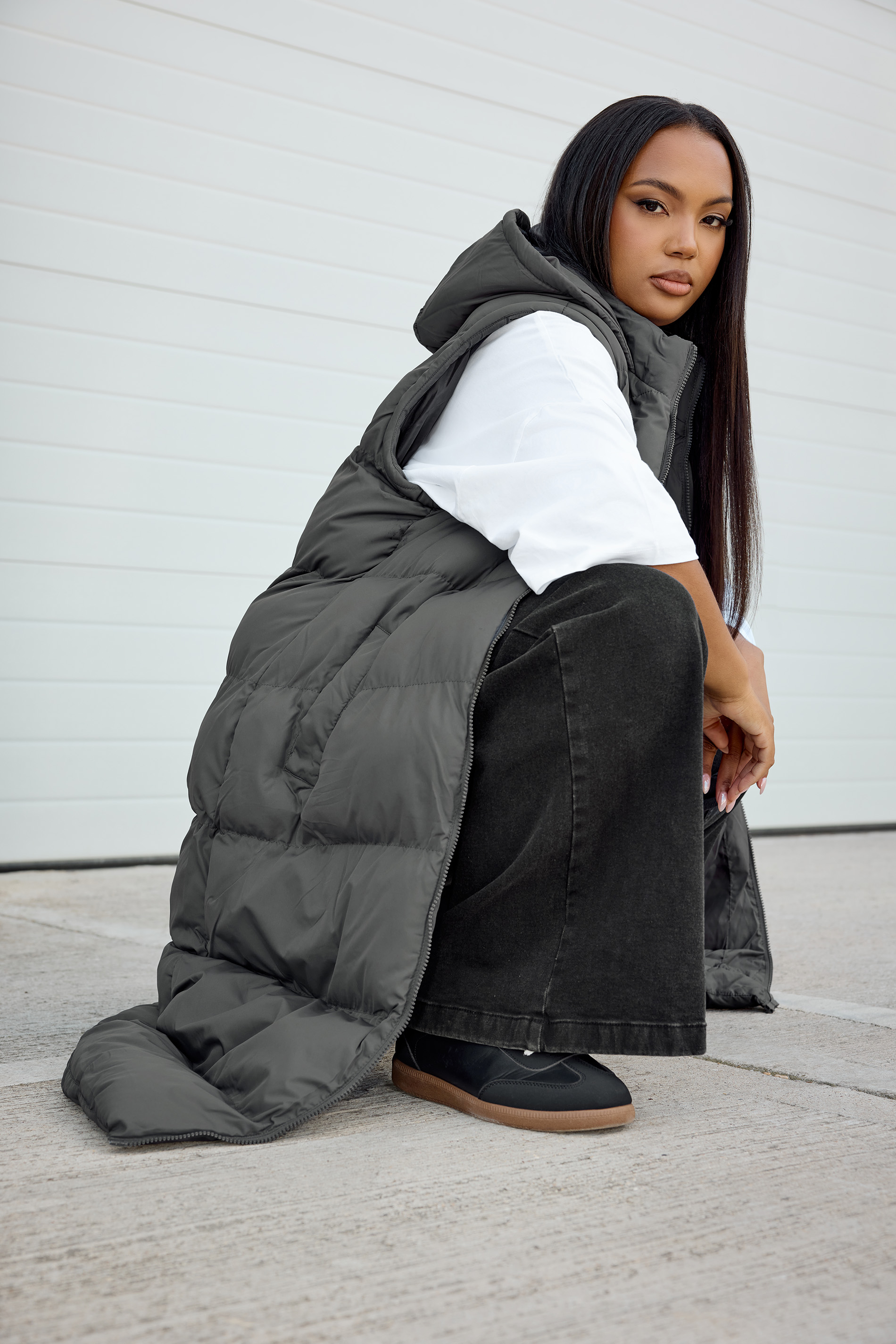 YOURS Plus Size Grey 2 In 1 Padded Longline Puffer Coat & Gilet | Yours Clothing 1