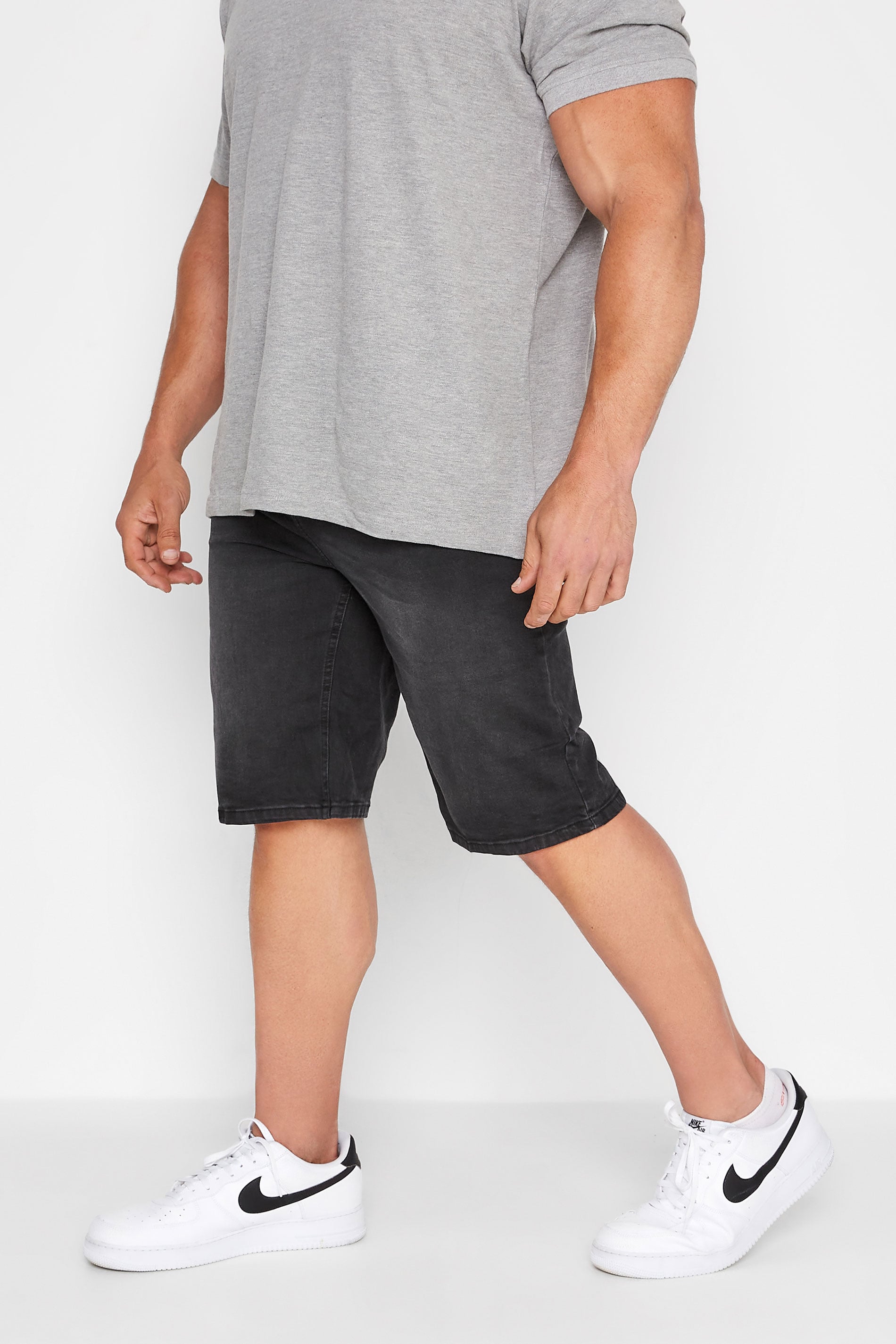 BadRhino Big & Tall Black Washed Denim Shorts | BadRhino 3