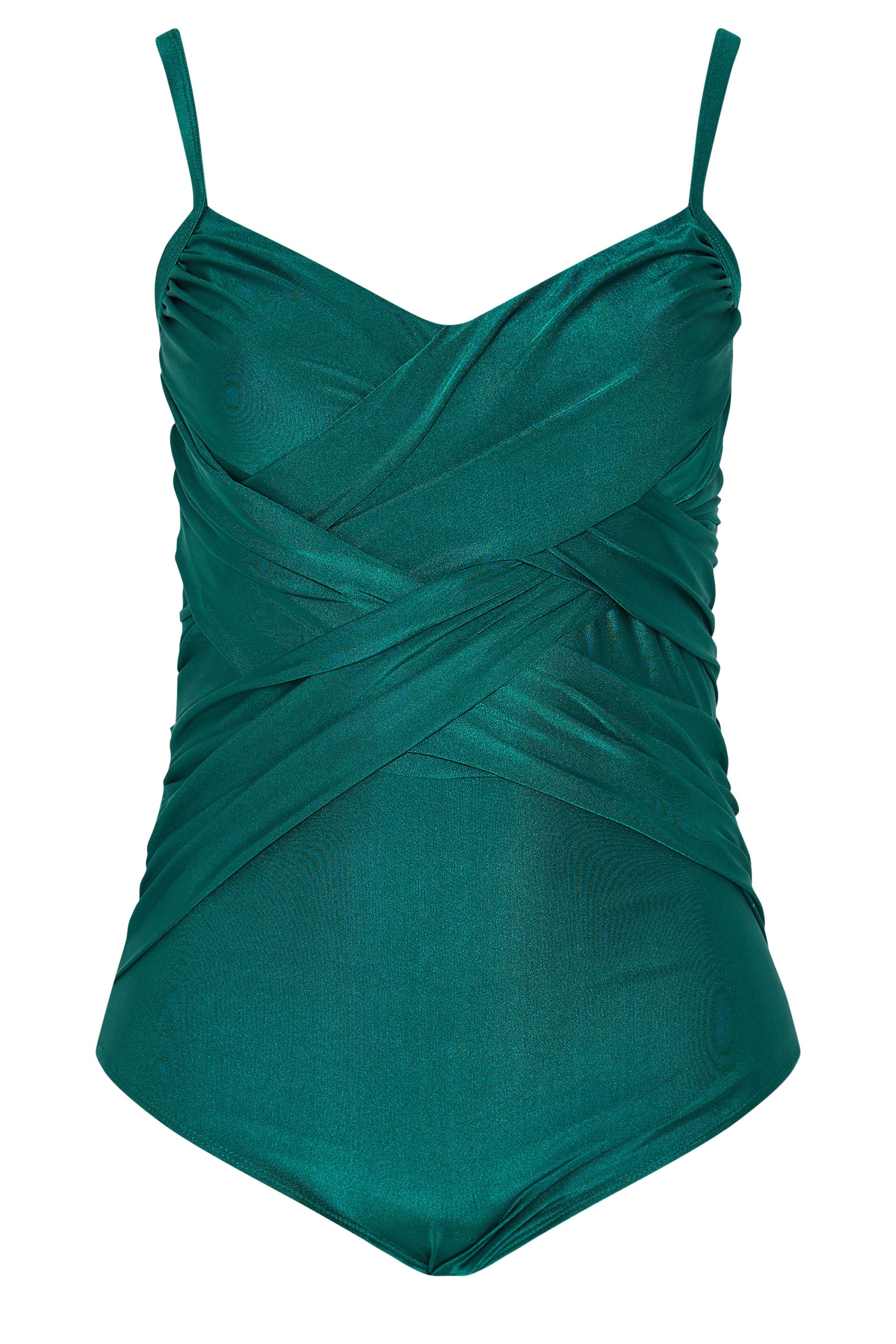 YOURS Plus Size Teal Green Crossover Super Sculpt Swimsuit | Yours Clothing 6
