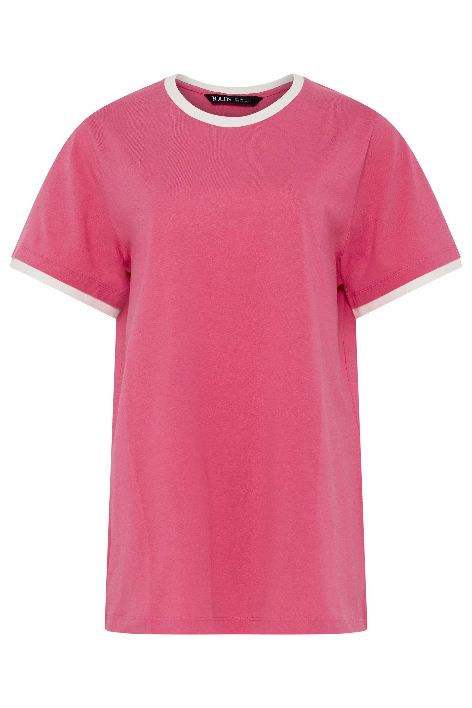 YOURS Plus Size Pink Contrast Trim T-Shirt | Yours Clothing 5