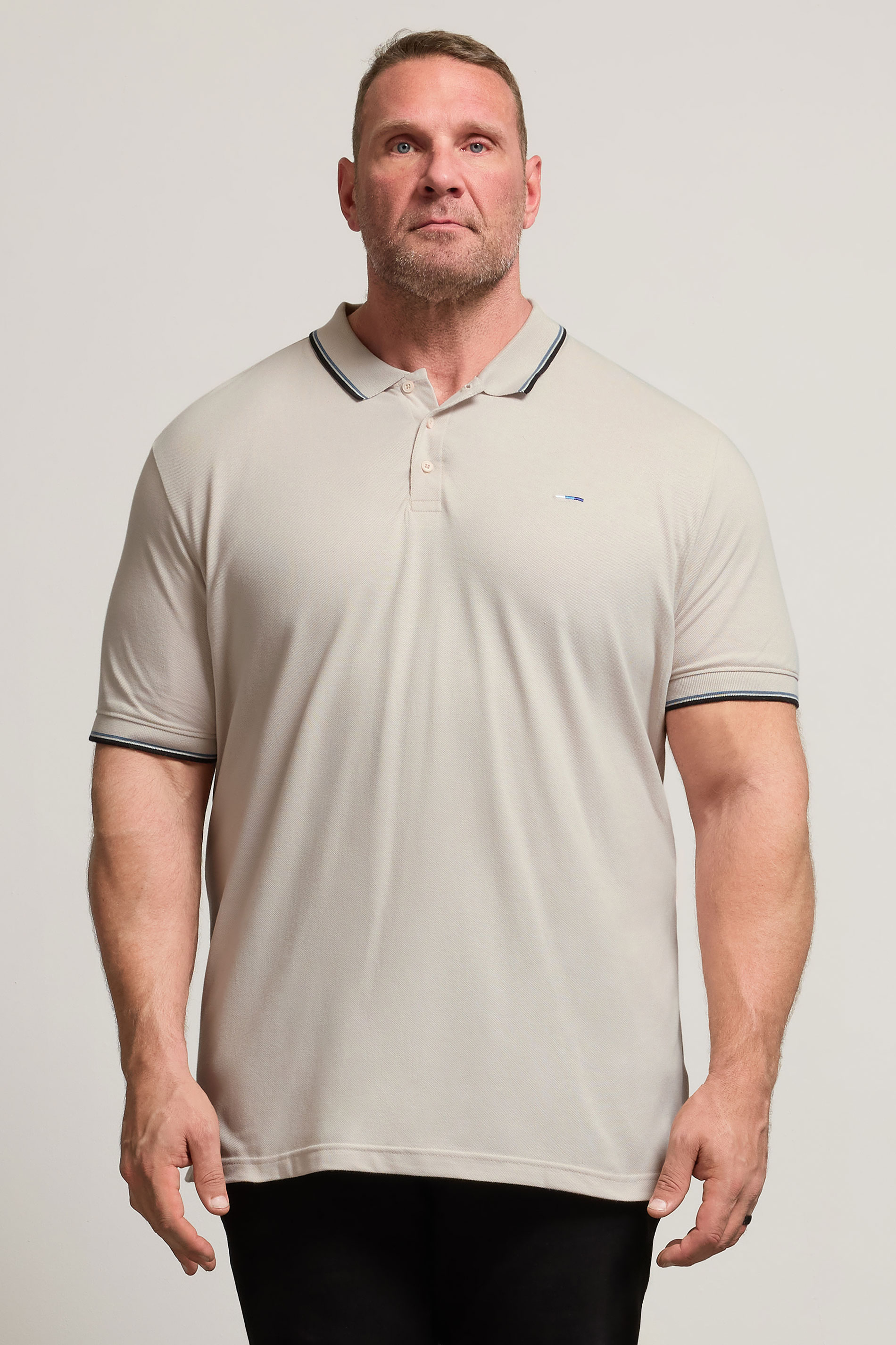 BadRhino Big & Tall Natural Brown Tipped Polo Shirt | BadRhino 1