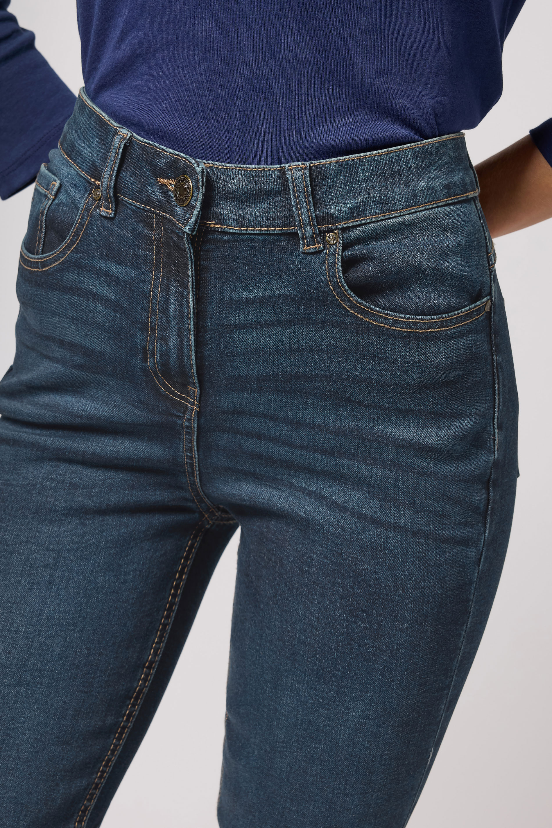 M&Co Blue Mid Wash Ankle Grazer Cigarette Jeans | M&Co 5