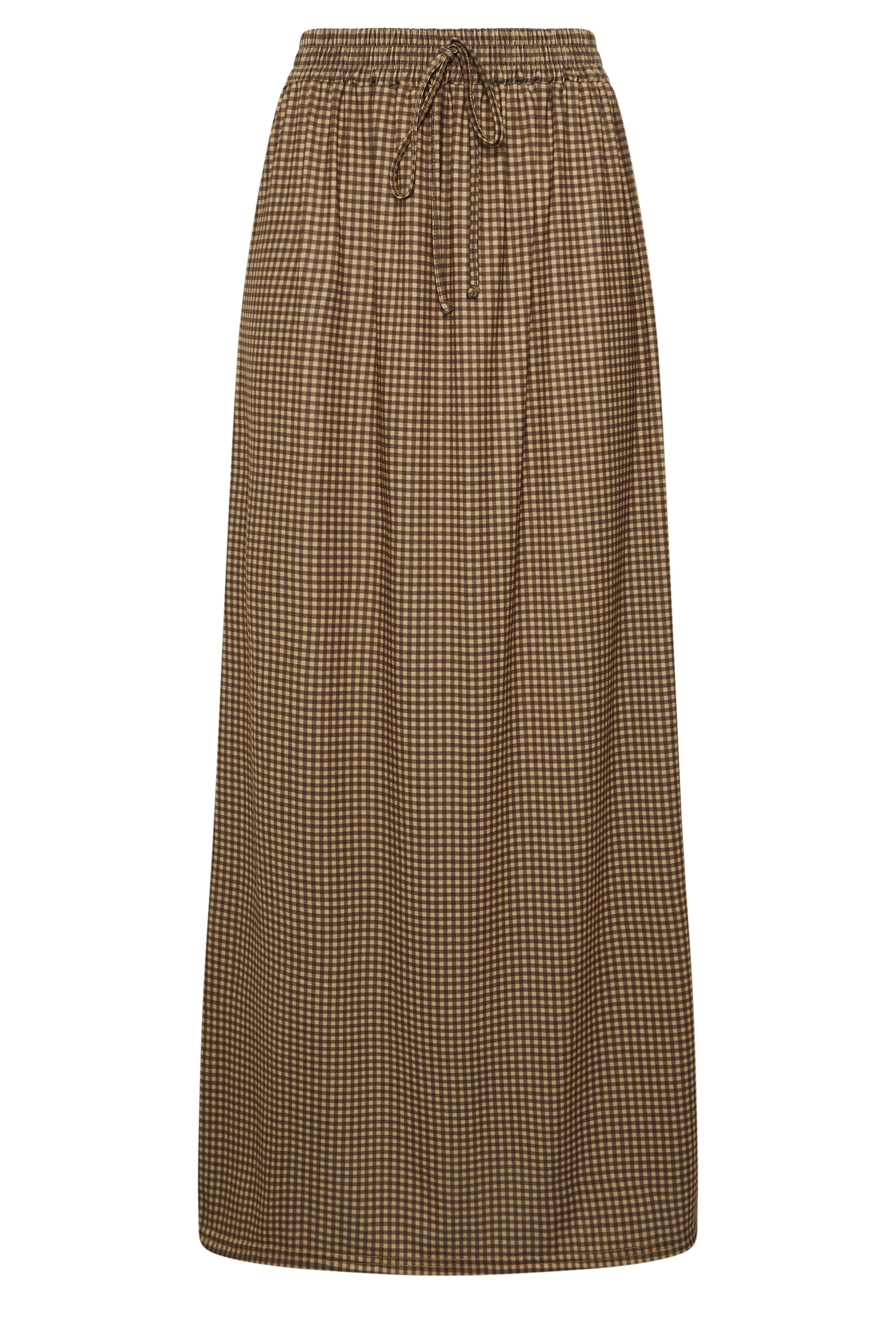 LTS Tall Women's Chocolate Brown Gingham Shirred Maxi Skirt | Long Tall Sally 5