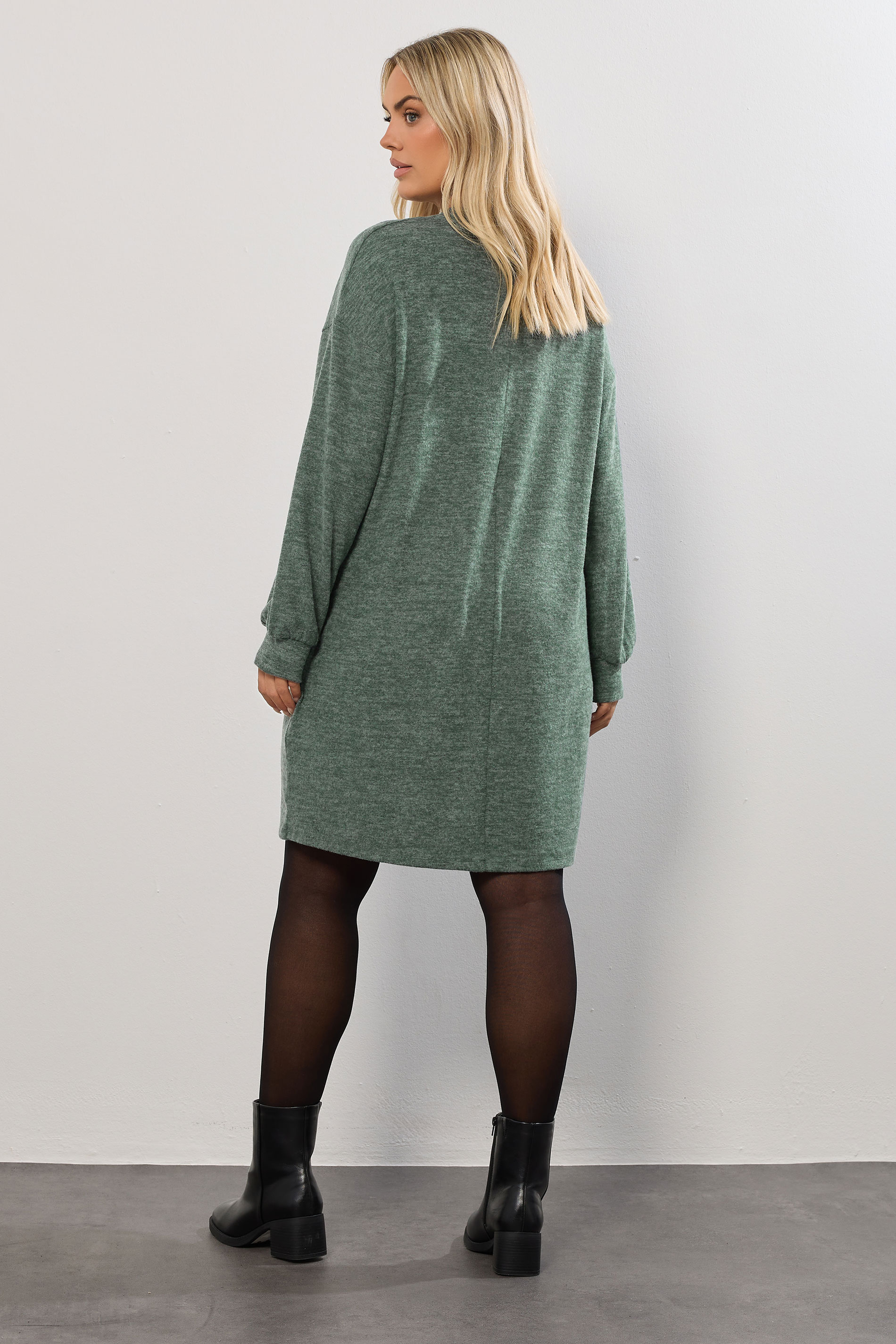 YOURS Plus Size Green Soft Touch Jumper Dress | Yours Clothing 2
