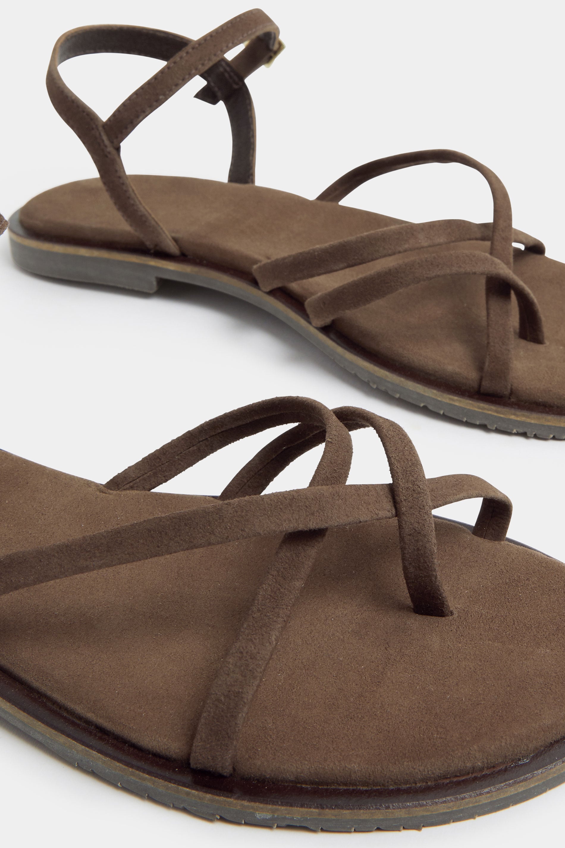 LTS Brown Cross Strap Sandals In a Standard Fit | Long Tall Sally 6