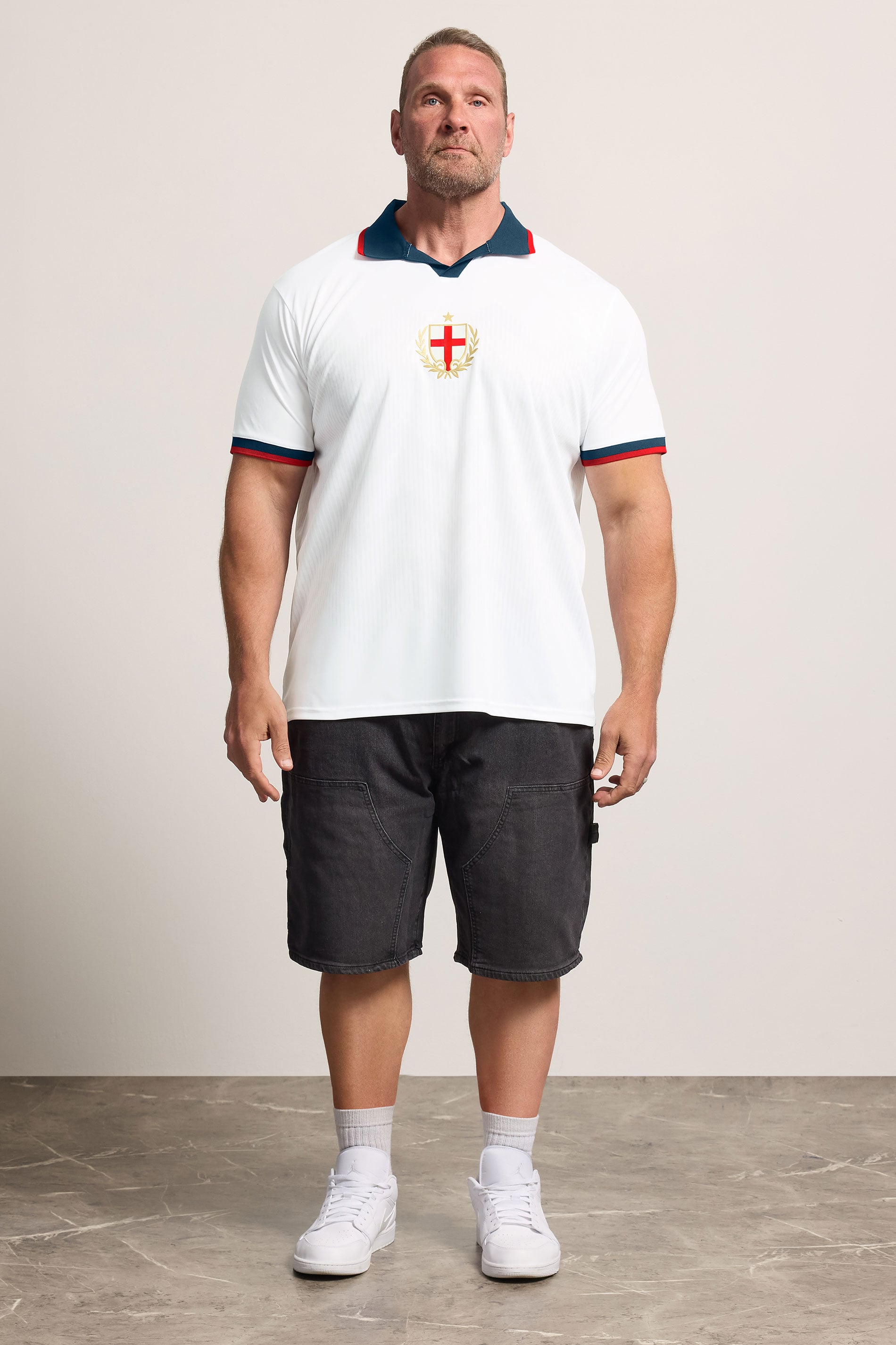 BadRhino Big & Tall White England Football Polo Shirt | BadRhino 2
