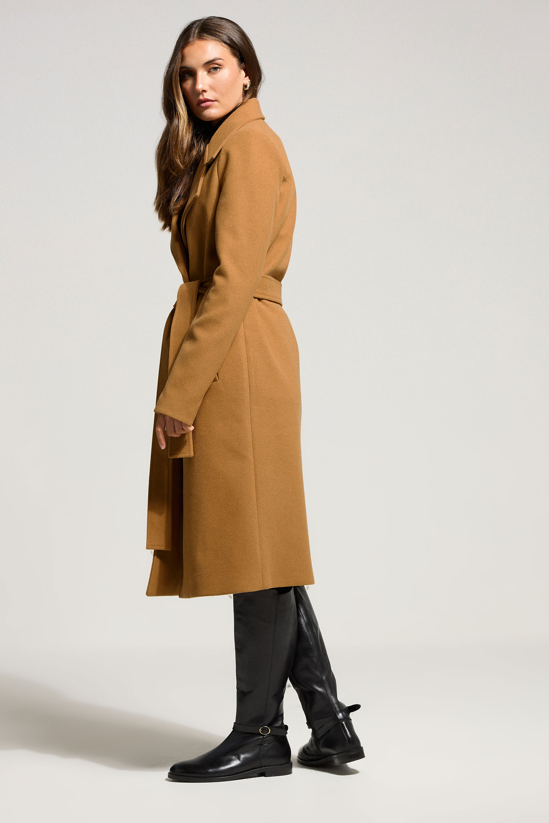 LTS Tall Beige Brown Formal Wrap Belted Midi Coat | Long Tall Sally 2