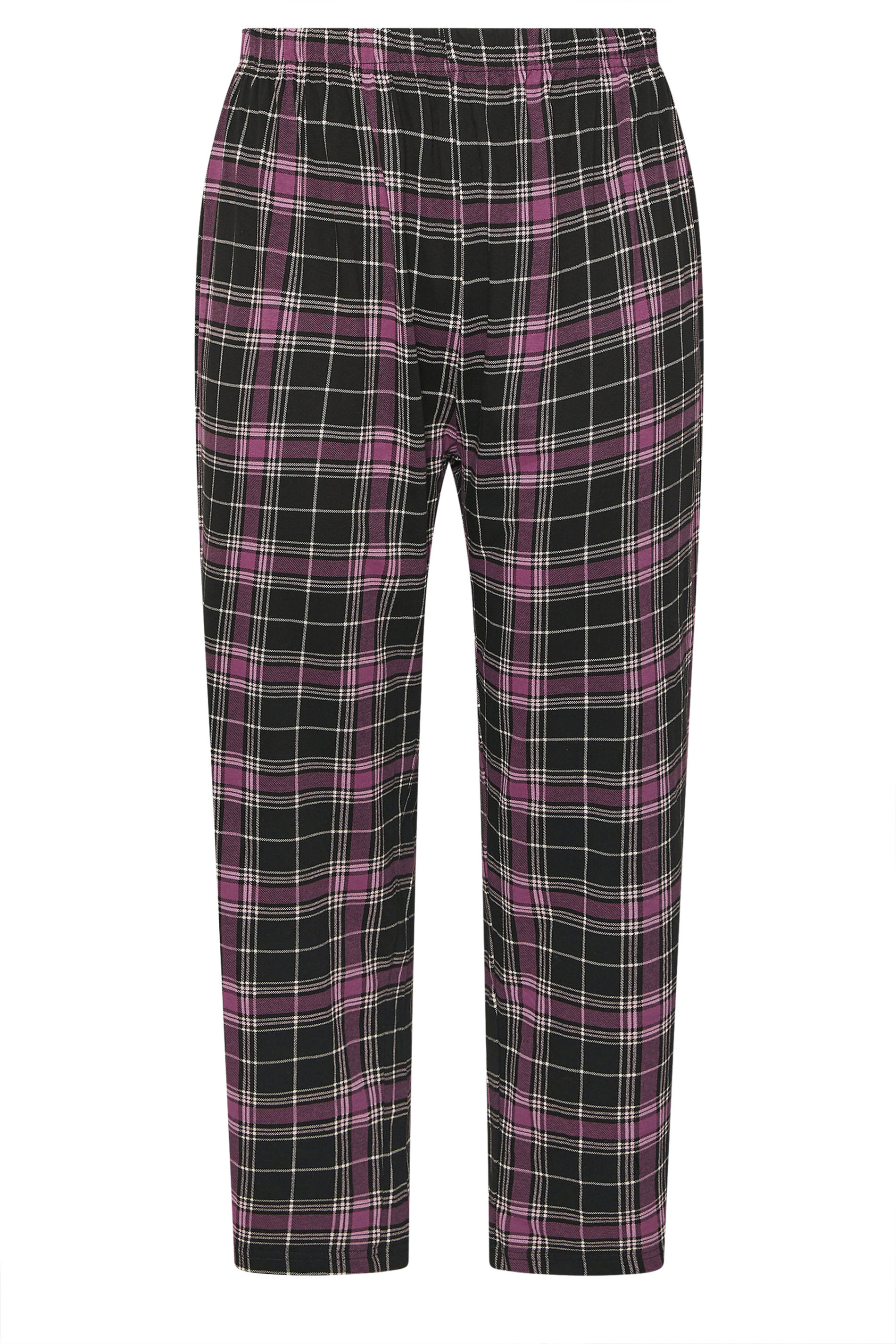 YOURS Plus Size Black Check Wide Leg Pyjama Bottoms | Yours Clothing 6