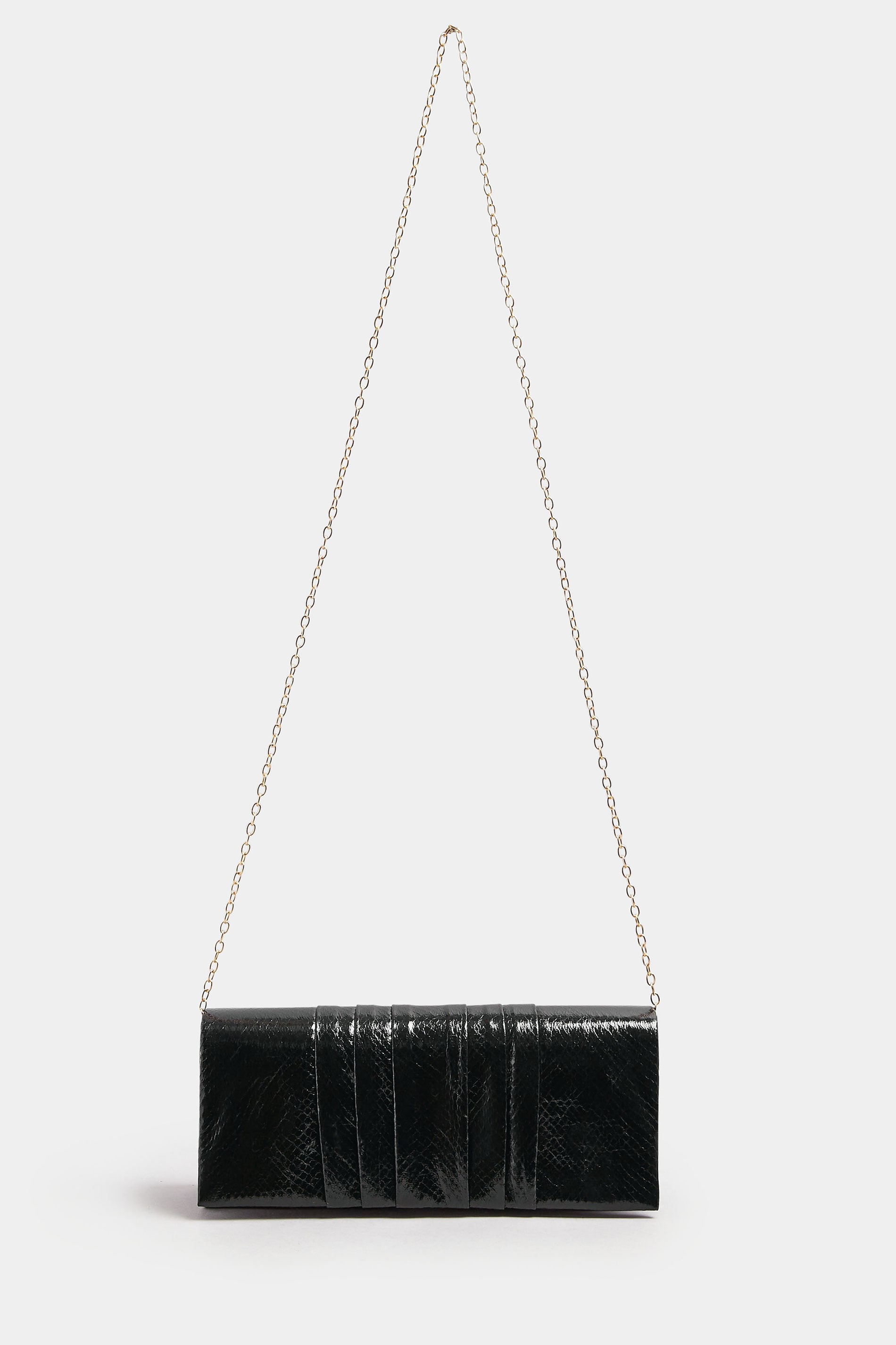 Black Faux Leather Metallic Clutch Bag | Yours Clothing 3