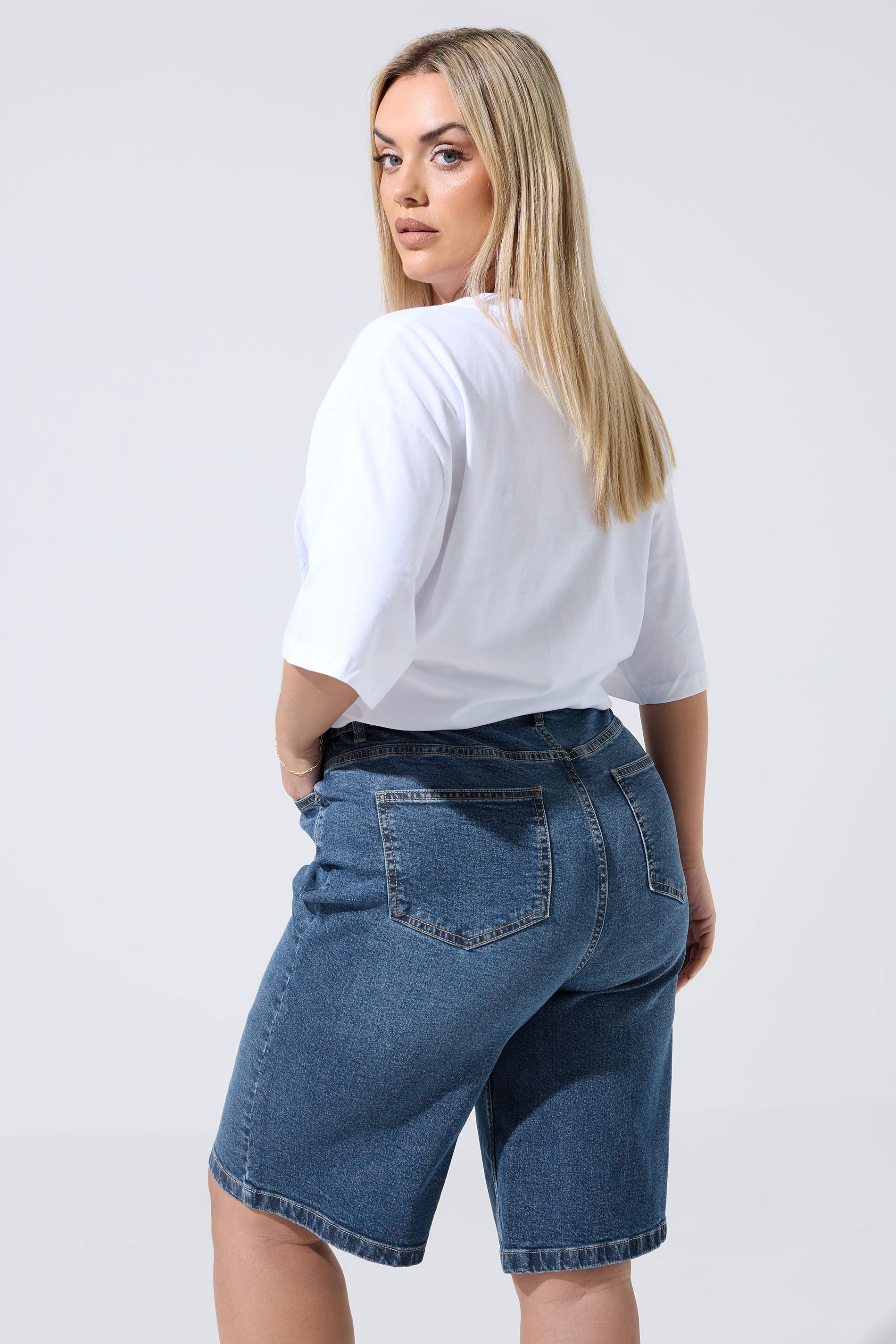 LIMITED COLLECTION Plus Size Blue Bow Jorts | Yours Clothing 2