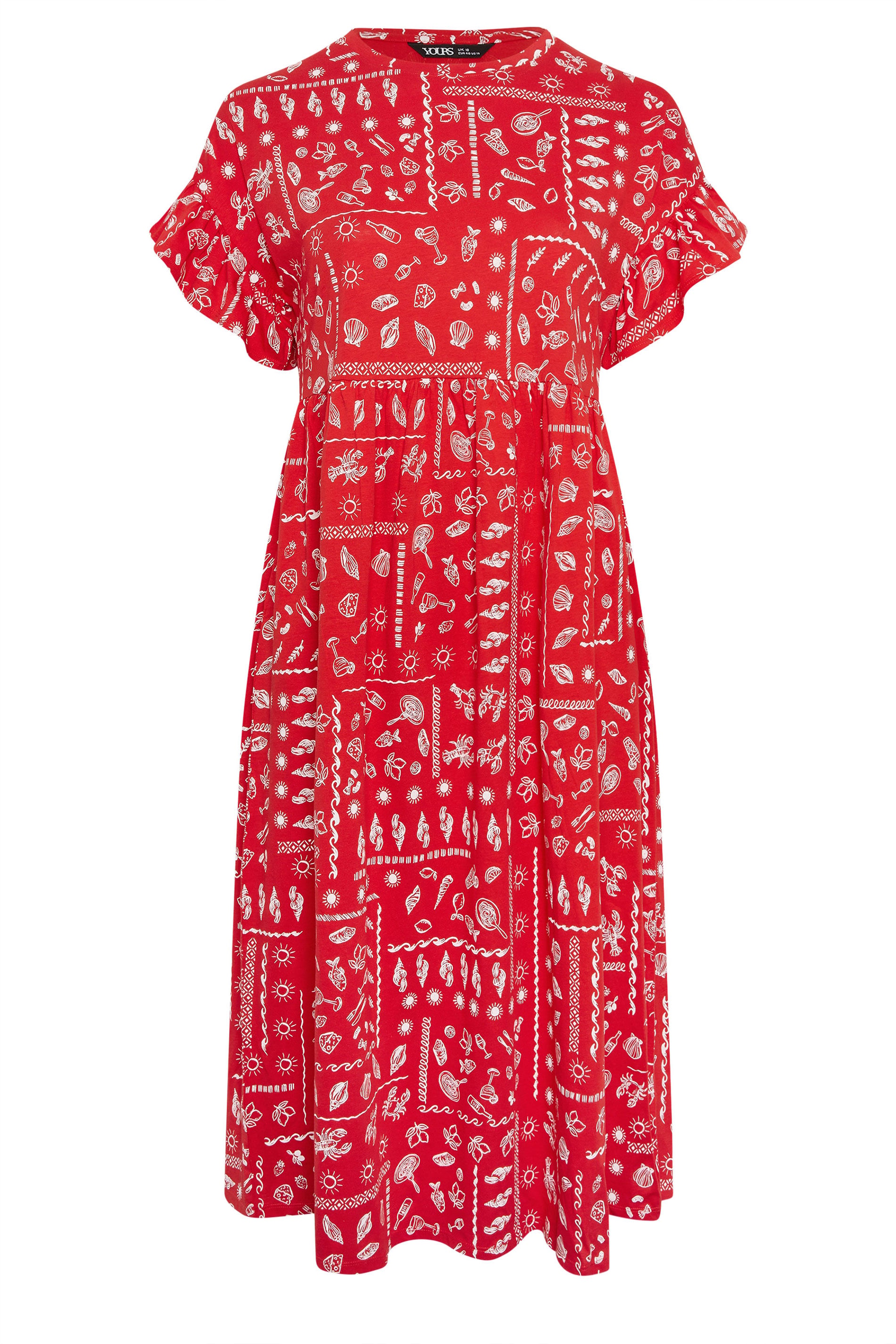YOURS Plus Size Red Mixed Shell Midi Dress | Yours Clothing 5